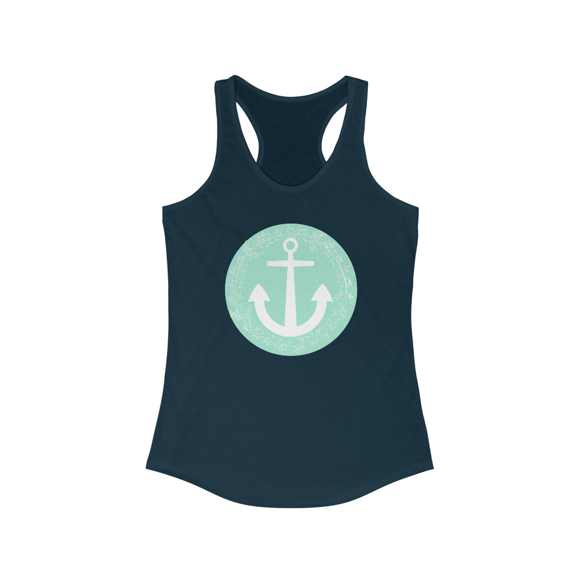 Women's Racerback Tank with Aqua Floral Anchor Logo