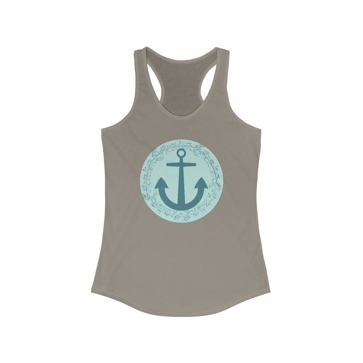 Women's Ideal Racerback Tank Beach Blue Floral Anchor