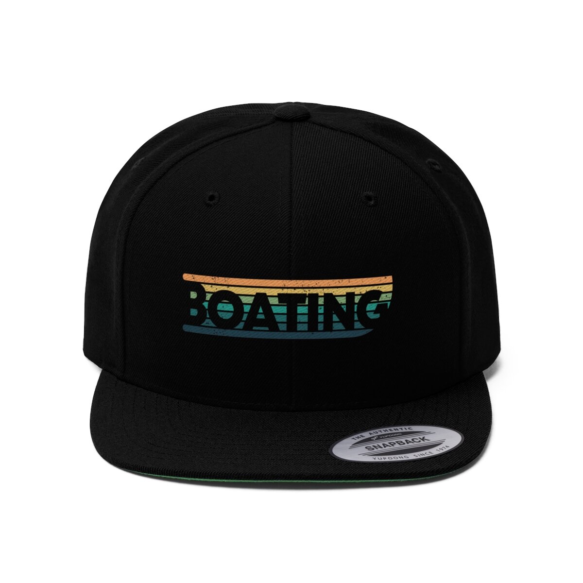 Unisex Flat Bill Hat with Boating Text and Logo