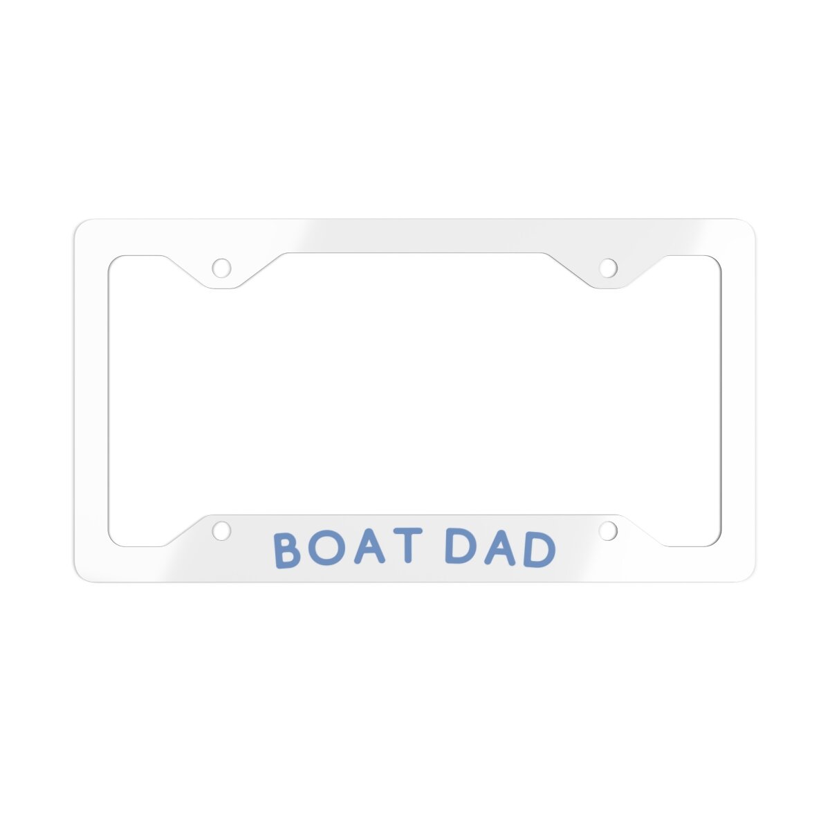 Metal License Plate Frame with Boat Dad Text