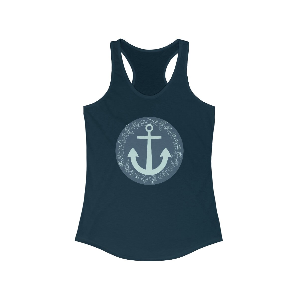 Lake Life Shop Deep Sea Floral Anchor Women's Ideal Racerback Tank