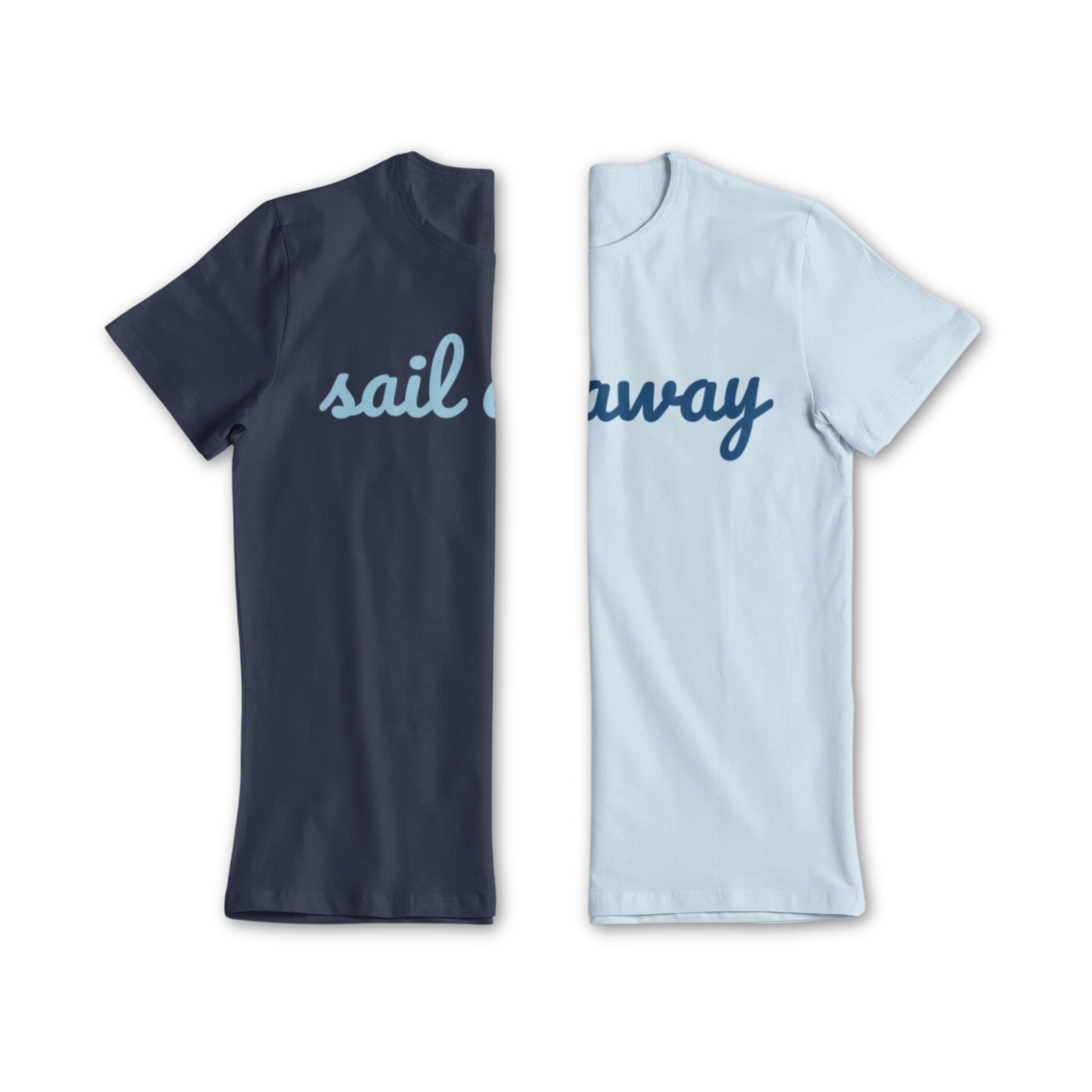 Sail away collection of shirts in cursive writing for sale