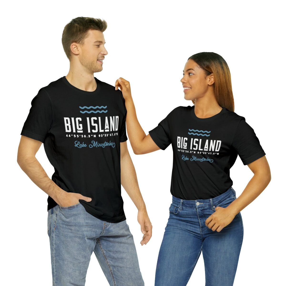 Unisex Super Soft Short Sleeve Tee with Big Island, Lake Minnetonka Coordinates