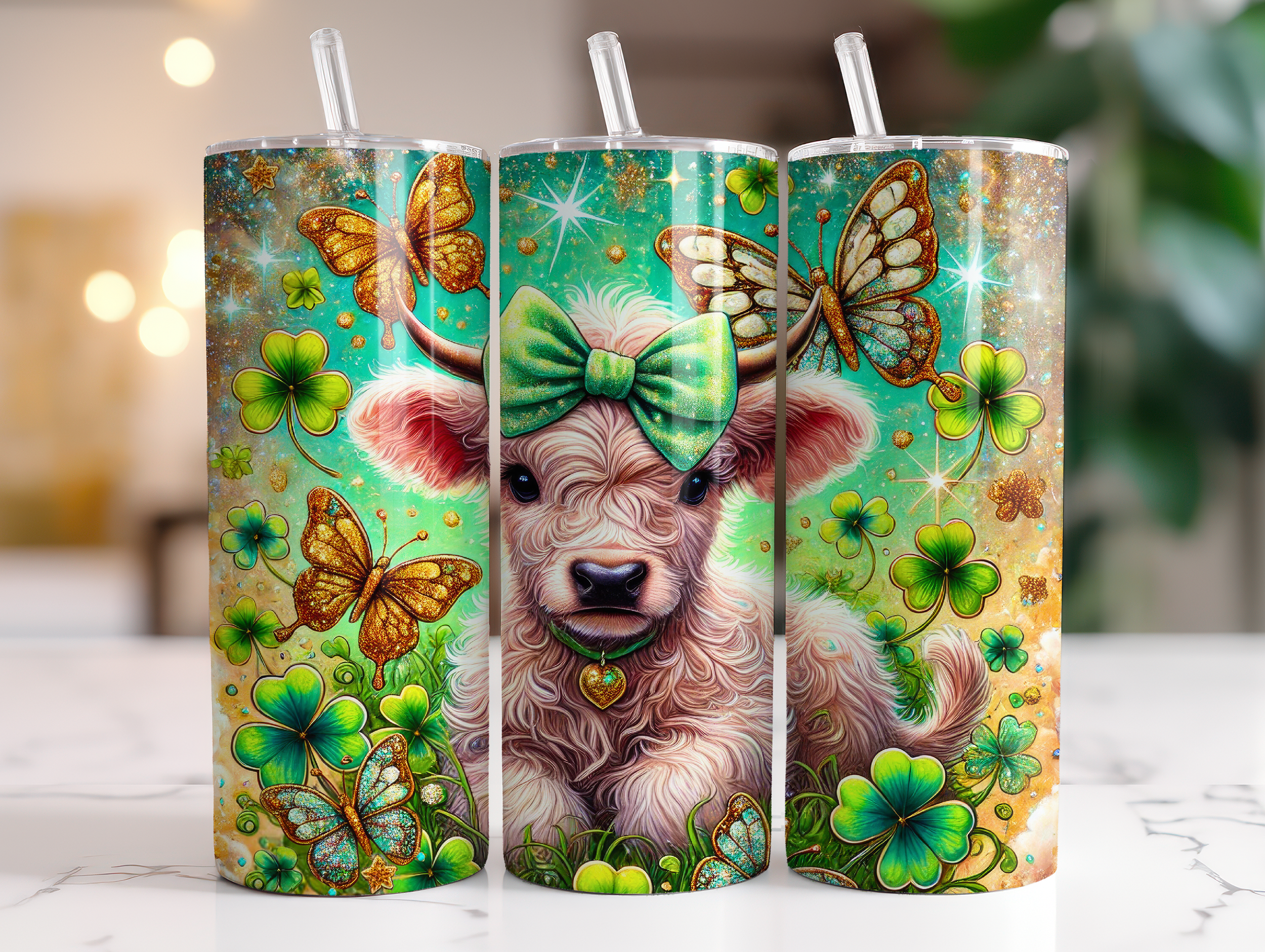 St Patrick Highland Cow-1Tumbler Mockup20 Oz Designs.png