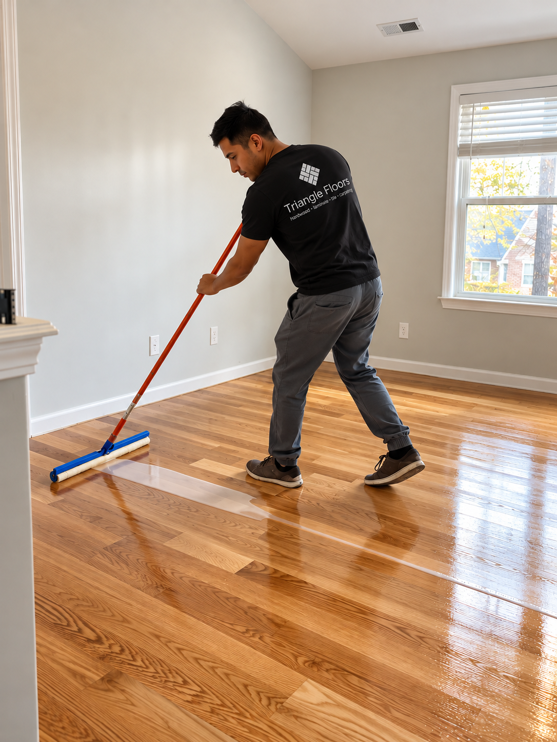 Professional hardwood floor refinishing by Triangle Floors in Durham, NC
