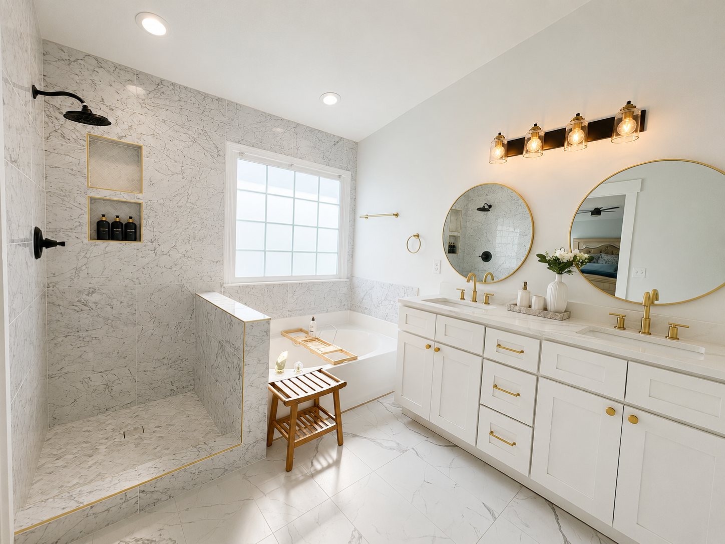 Beautiful Marble Master Bathroom Durham
