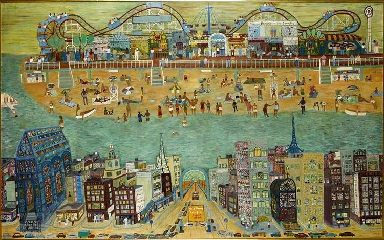 Happy Labor Day! We’re highlighting Ralph Fasanella’s Workers’ Holiday – Coney Island (1965). Fasanella, a self-taught painter and advocate for labor rights, captured everyday life and the working class in America. This piece