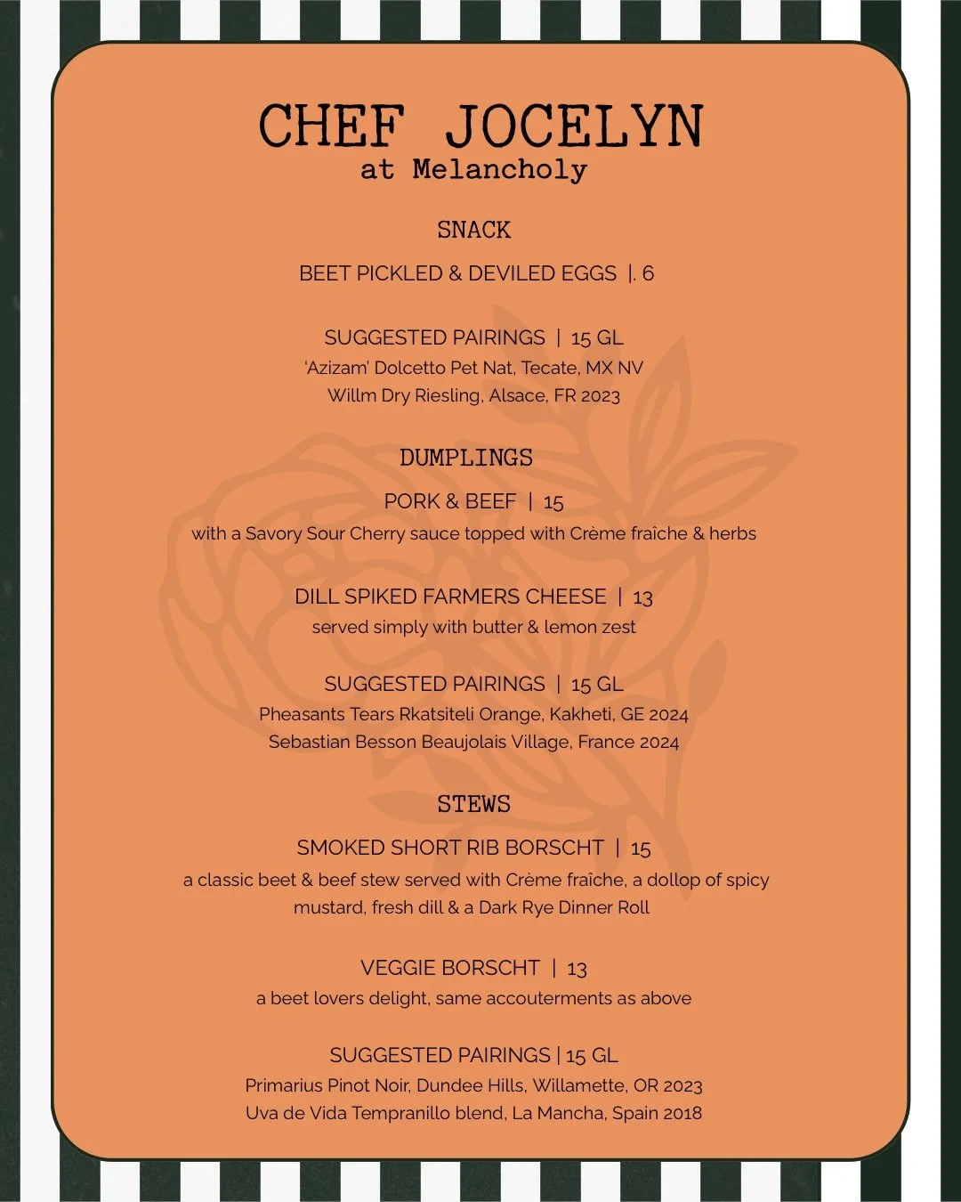 This Saturday 01/17! Grab your friends and join us for dinner by the talented Chef Jocelyn. She&rsquo;ll be serving up some delicious Eastern European cuisine from 4:00PM - 8:00PM or sellout. 

Reservations are not required, but we do have a handful 