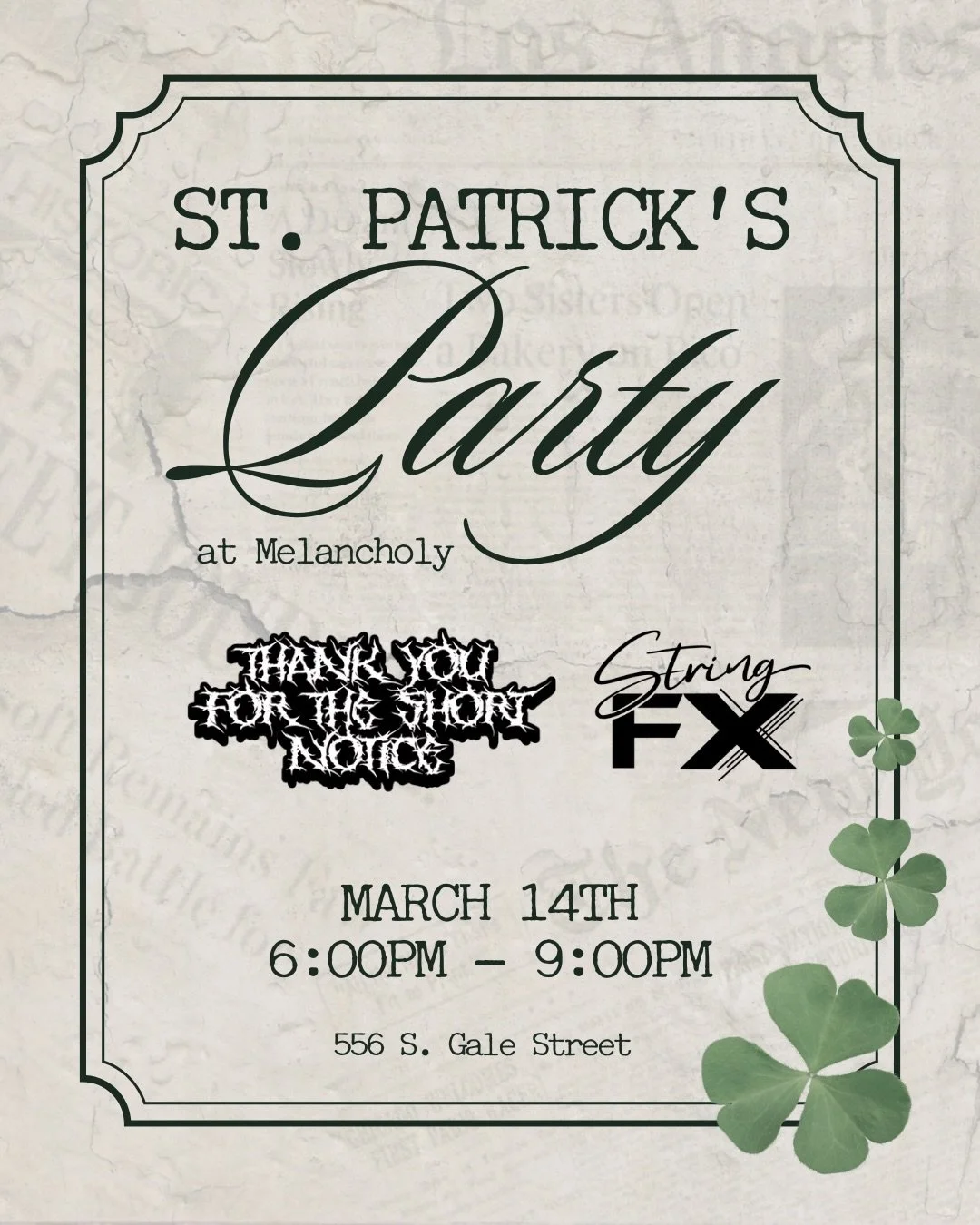 St. Patrick&rsquo;s day is near &amp; we&rsquo;ve got a party planned for the occasion! Saturday, March 14th join us for smash burgers by the one and only @thankyoufortheshortnotice and a dueling strings performance by @stringfx_! ☘️ 

Burgers from 6