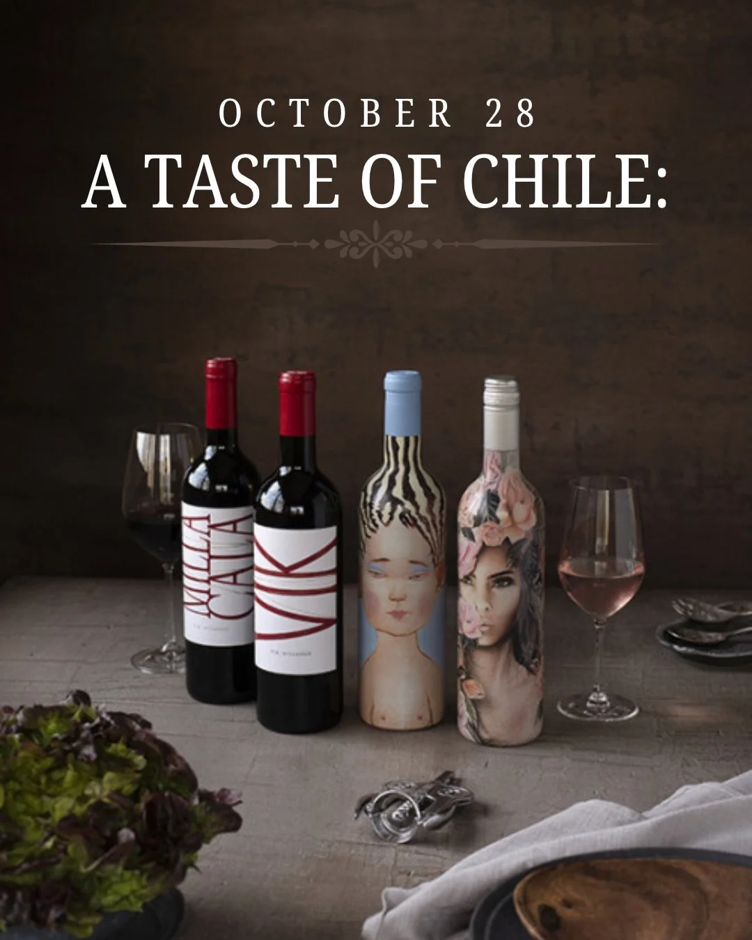 Wine lovers, mark your calendars for A Taste of Chile on October 28th!

From Chile&rsquo;s Cachapoal Valley, Vi&ntilde;a VIK is redefining world-class winemaking. Led by acclaimed winemaker Cristian Vallejo, VIK combines biodynamic practices, high-de