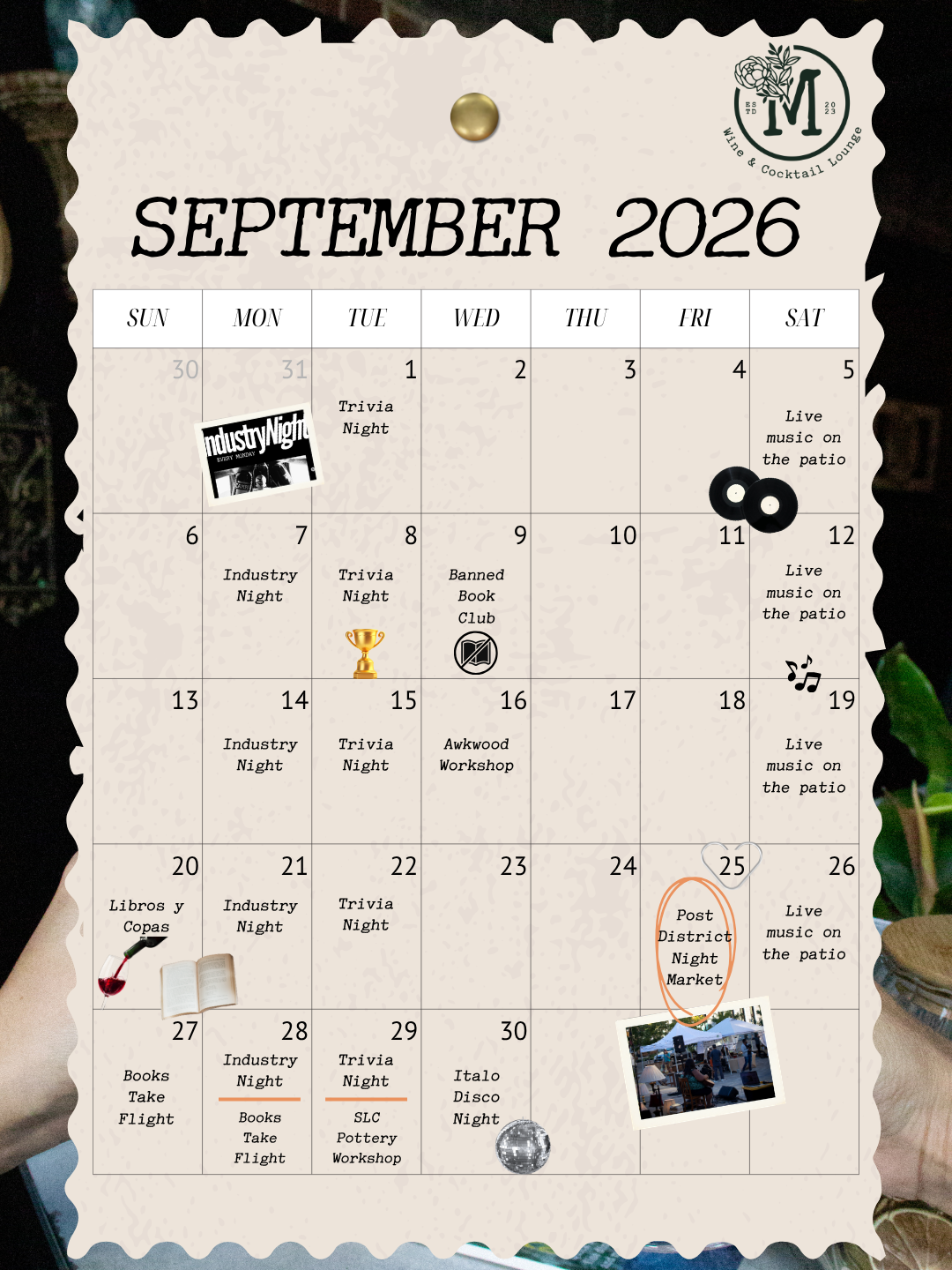 Monthly events, workshops, activities, and live music happening at Melancholy in downtown Salt Lake City