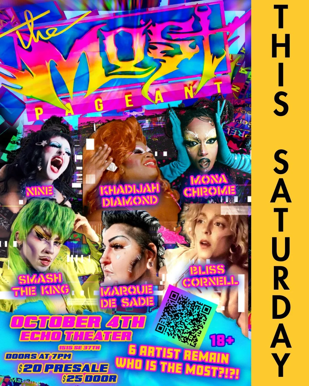 The Third Annual MOST Pageant FINALE is THIS SATURDAY!

 The Third Annual MOST Pageant FINALE A queer pageant for monumental living ART &mdash; brought to you by One-Half Nelson, Helen of Boy, Blossom Drearie, and U-Phoria!

Originally dreamed up by 