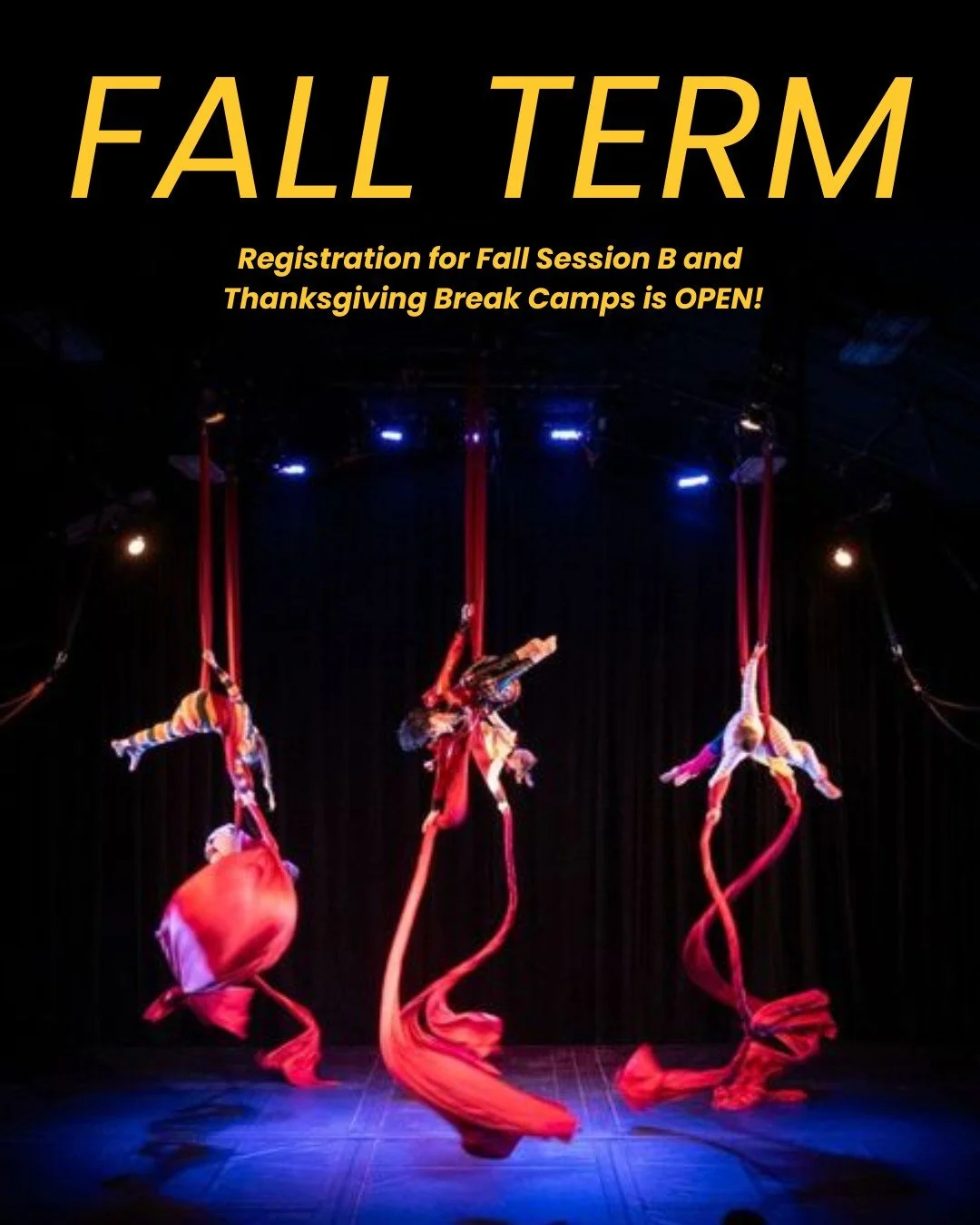 Fall term begins in two weeks!
&hellip;
Here is a small sample of our upcoming teen classes:

Youth Silks Level 1-2 with Jacque Lopez 
Mondays 4:15-5:45pm at Echo West

Aerial Silks Lvl 1-2 Ages 10-17 with Cay Wiggins 
Friday 4:45-6:00 pm at Echo The