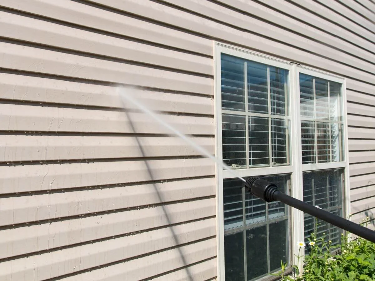 Vinyl Siding Getting Pressure Washed