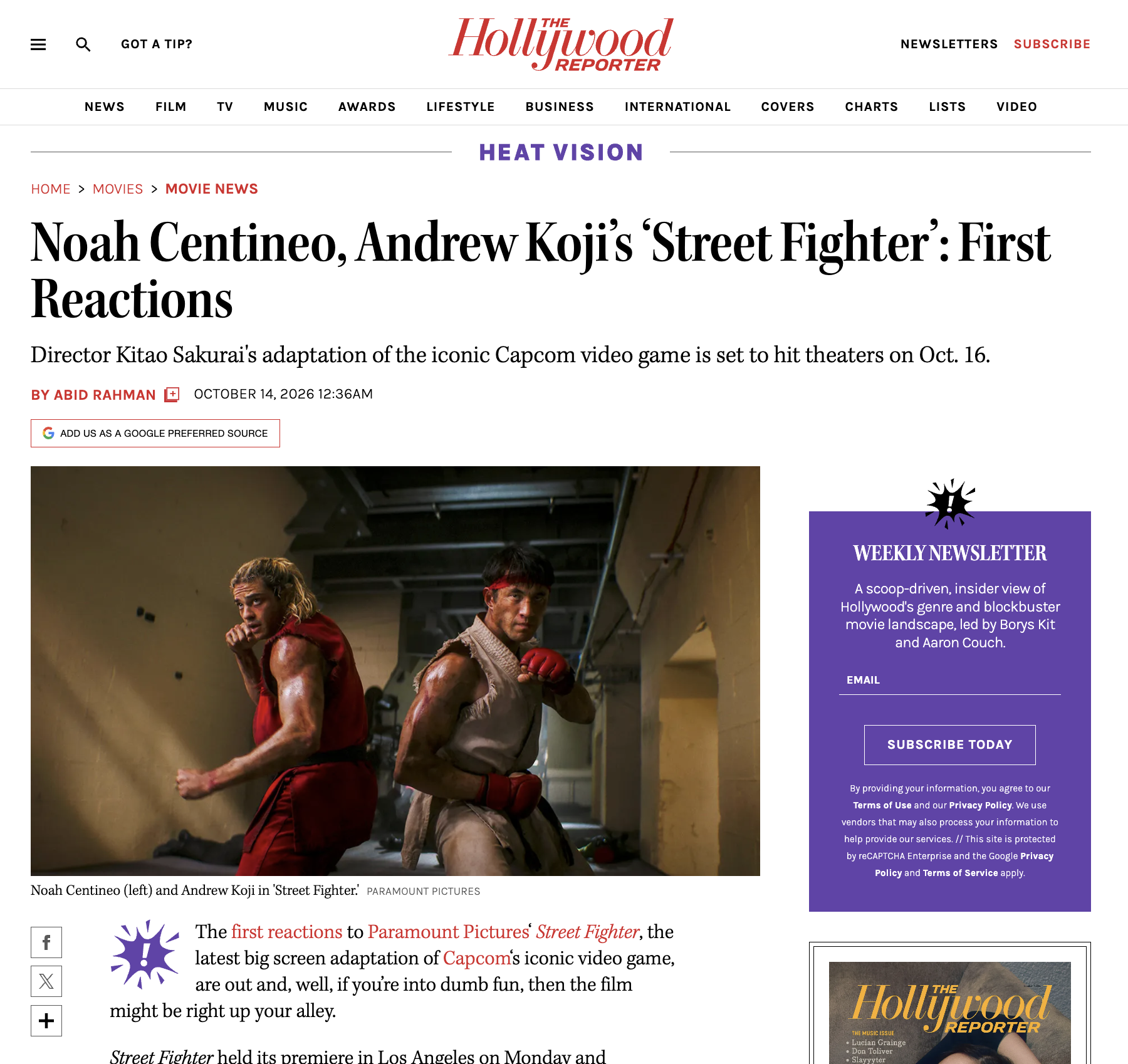 Street Fighter – Hollywood Reporter