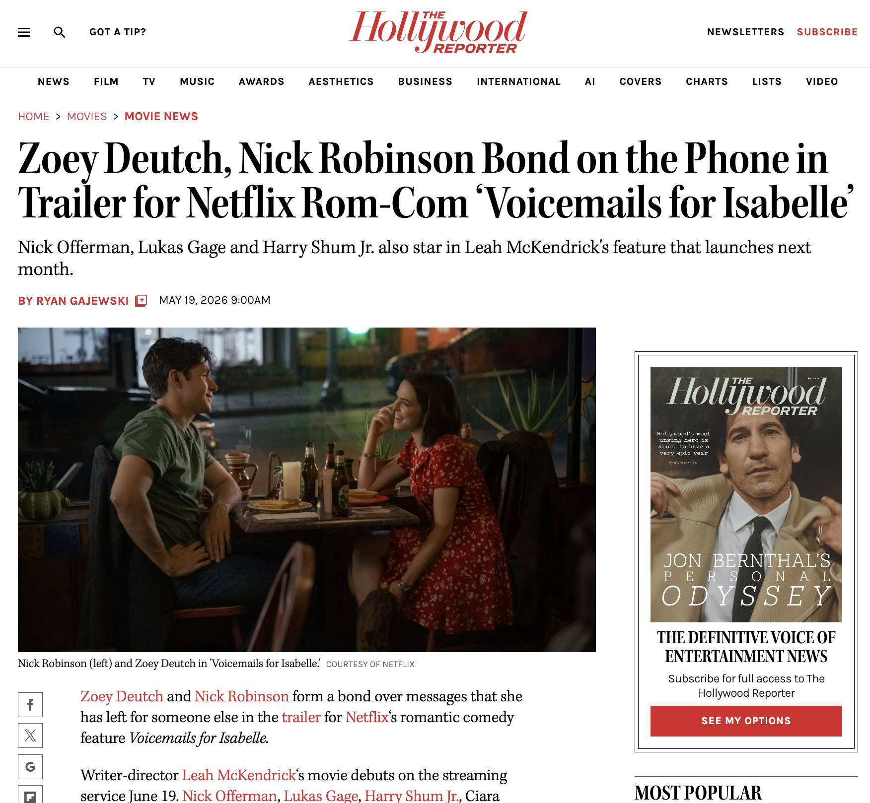 Hollywood Reporter – Voicemails for Isabel