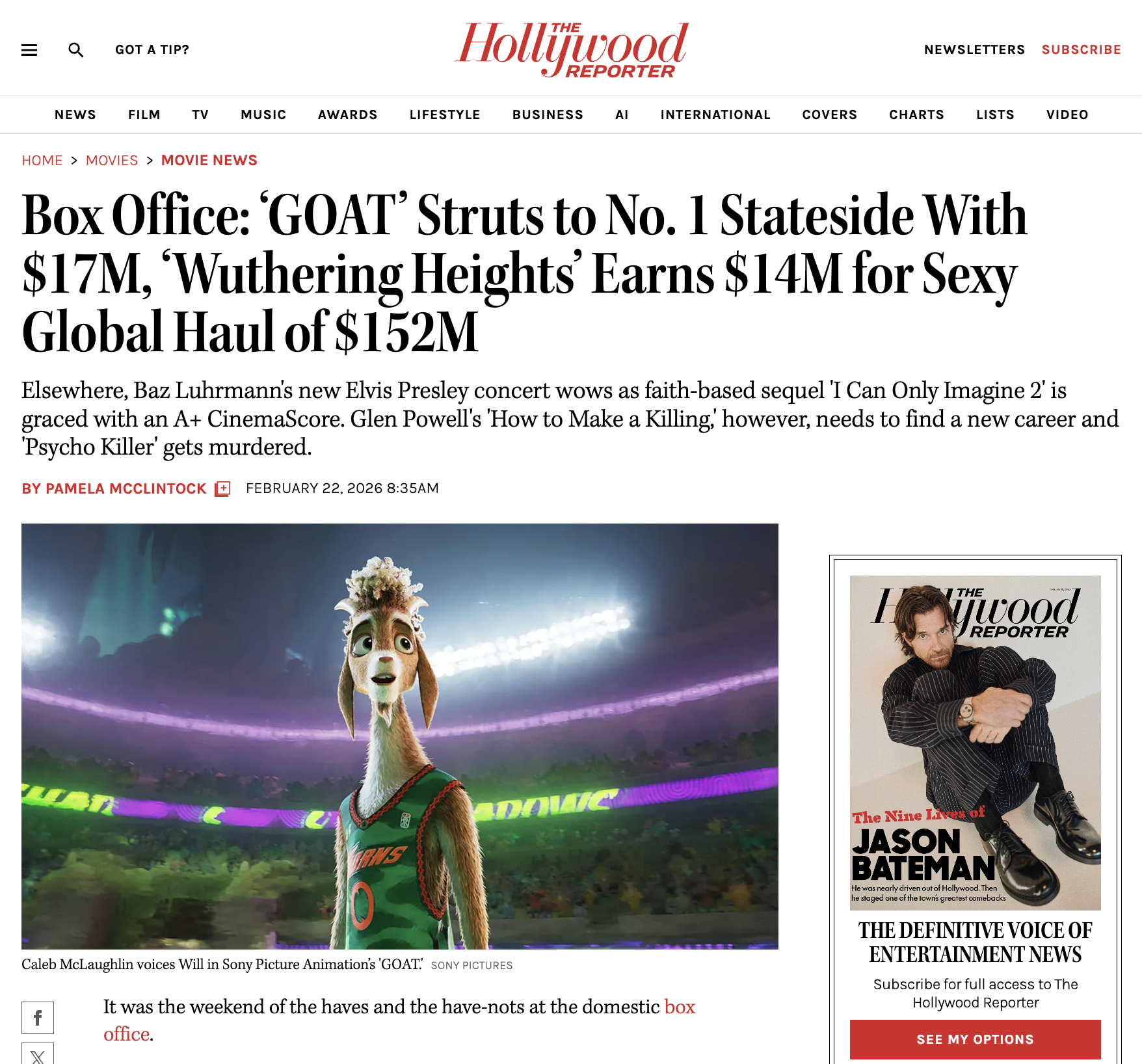Hollywood Reporter – GOAT