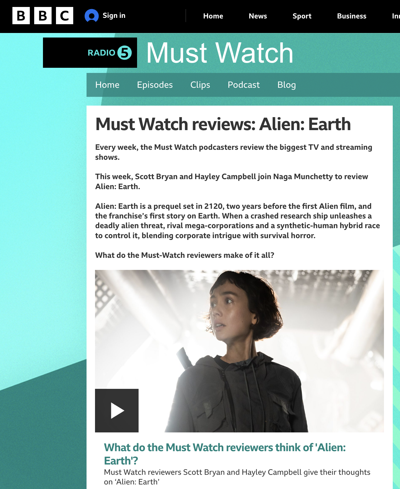 BBC – Alien Earth a Must Watch