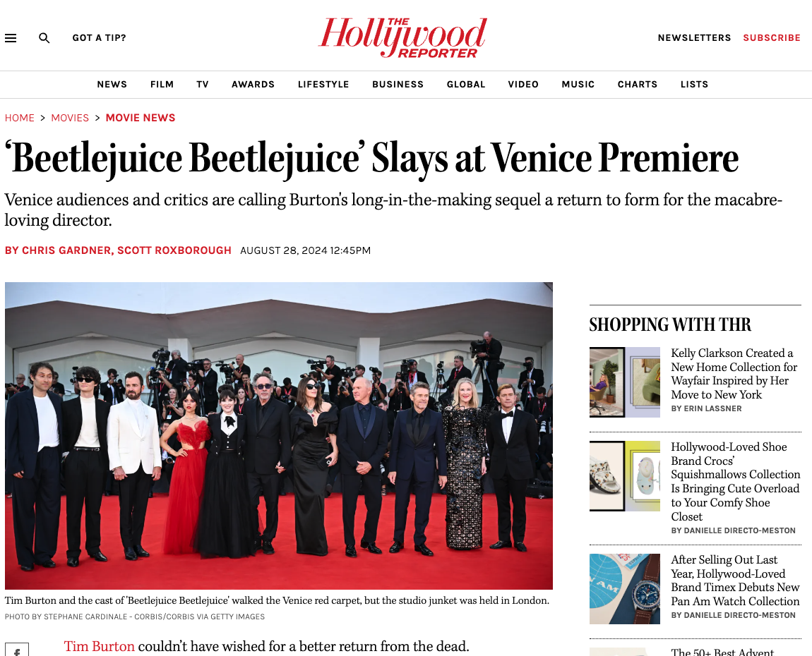 Hollywood Reporter – Beetlejuice Beetlejuice Premiere