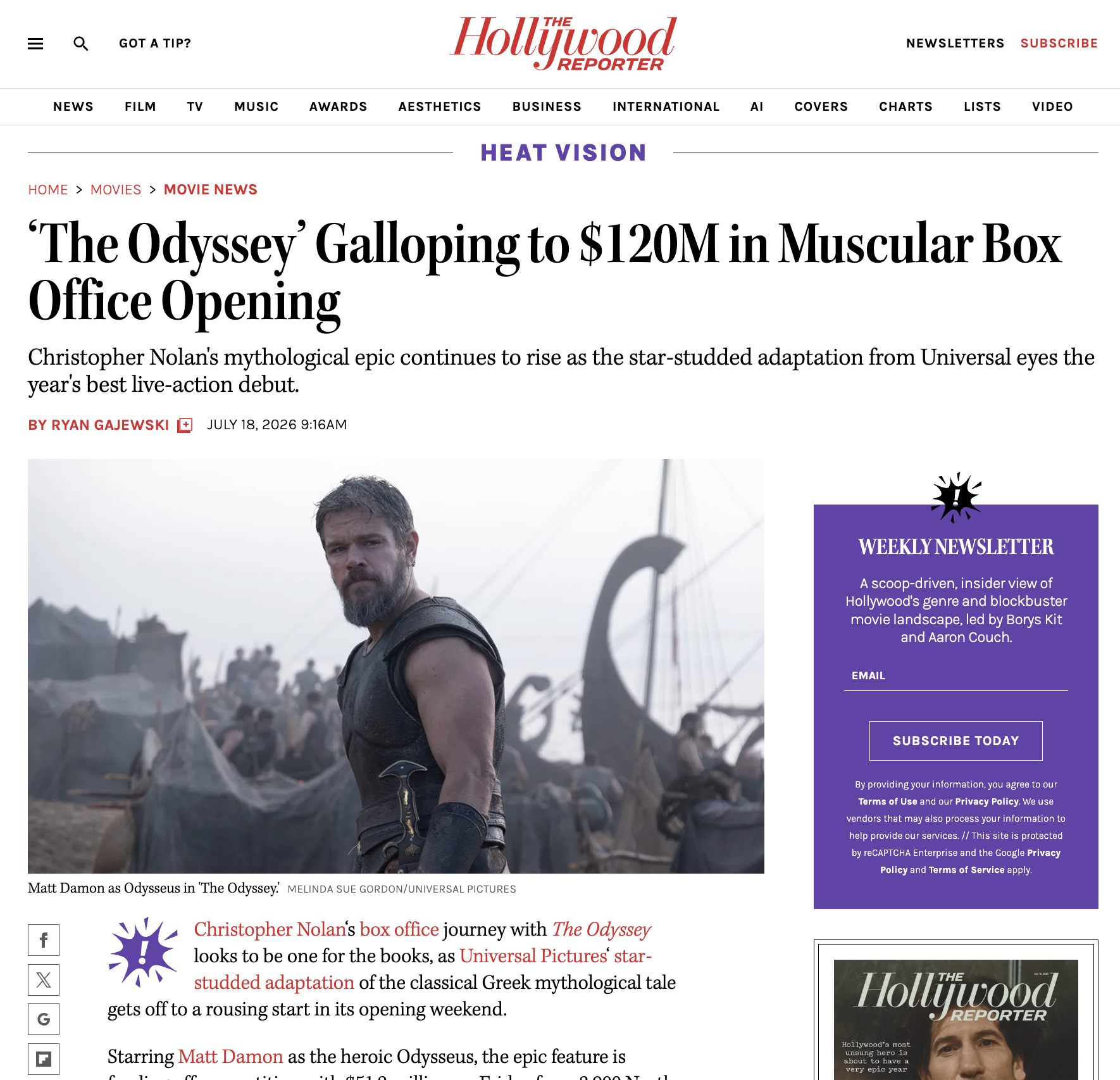 Hollywood Reporter – The Odyssey