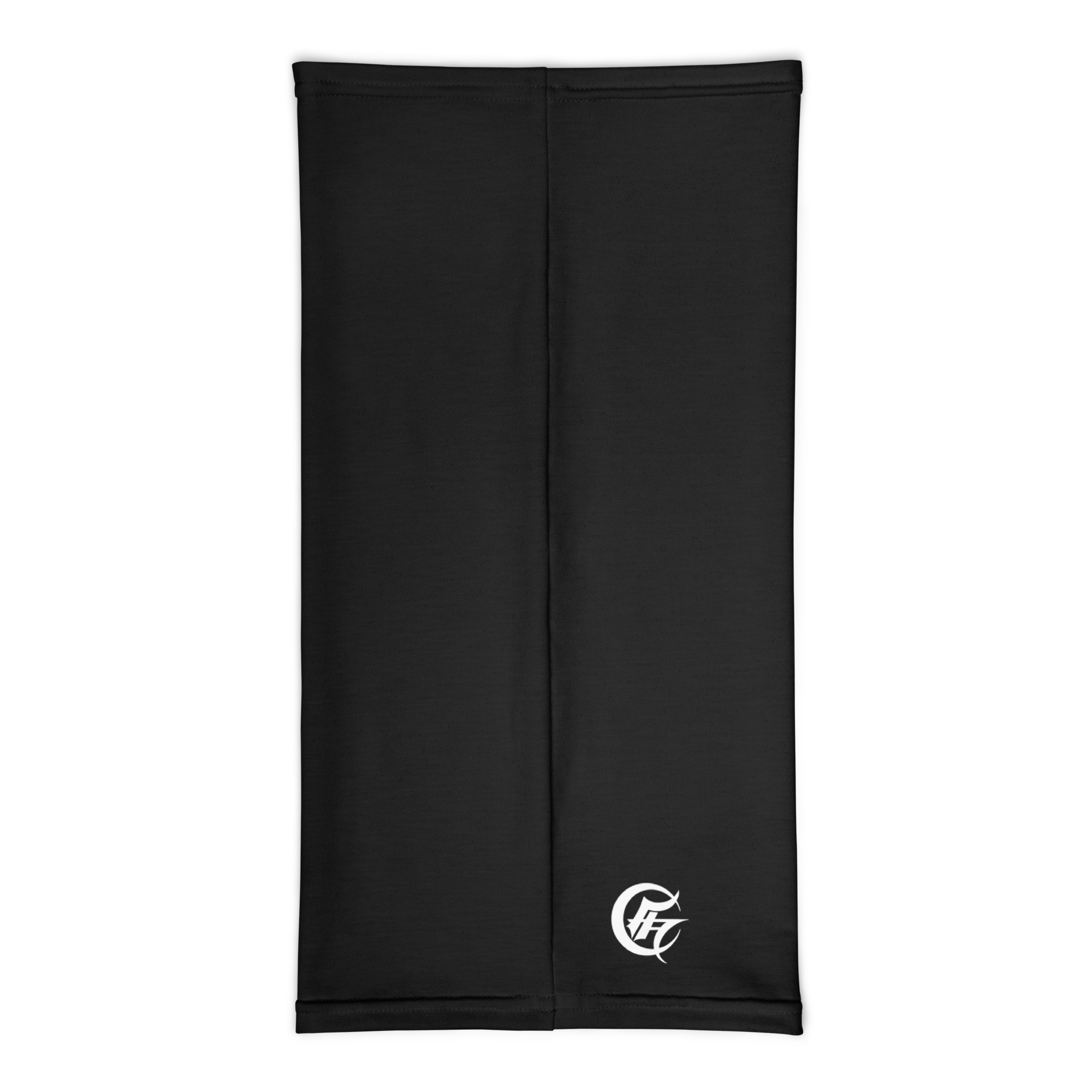 Versatile black stretch gaiter used as headband or neck warmer