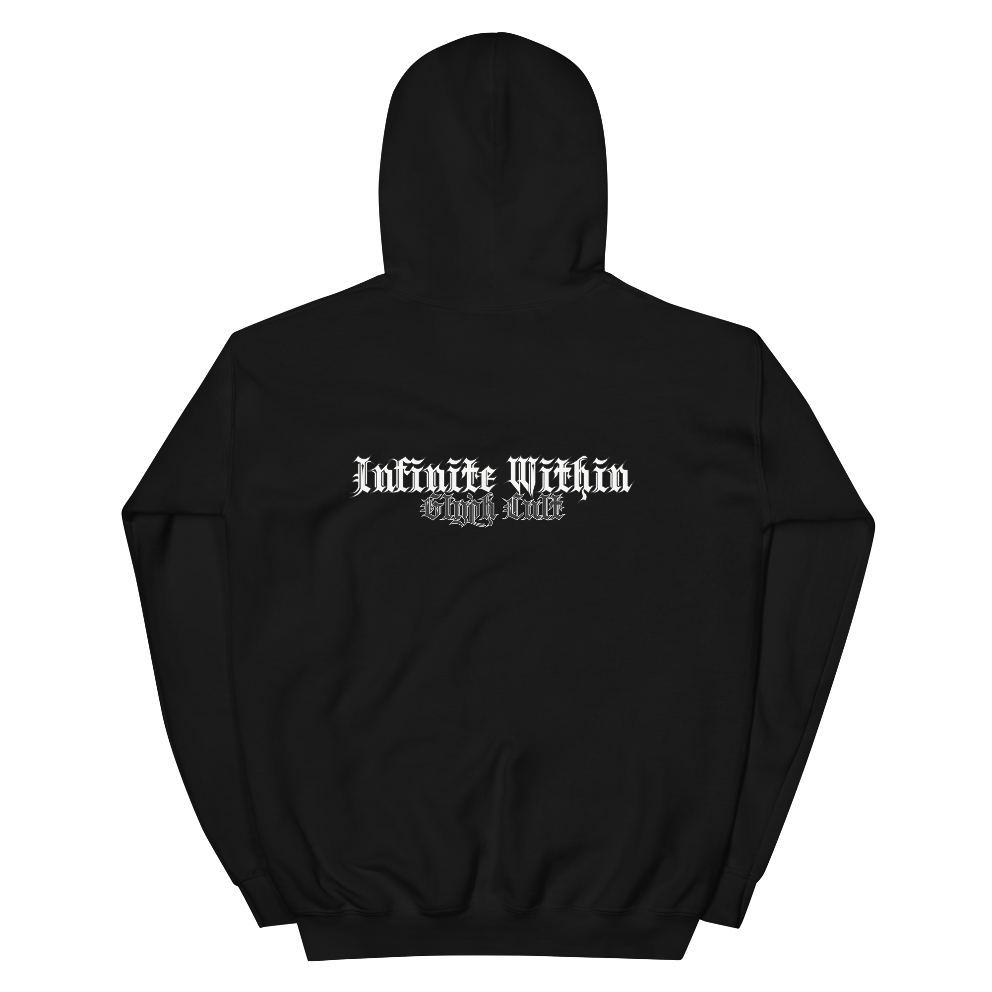 Hoodie with dagger embroidery on wrists and Infinite Within back print