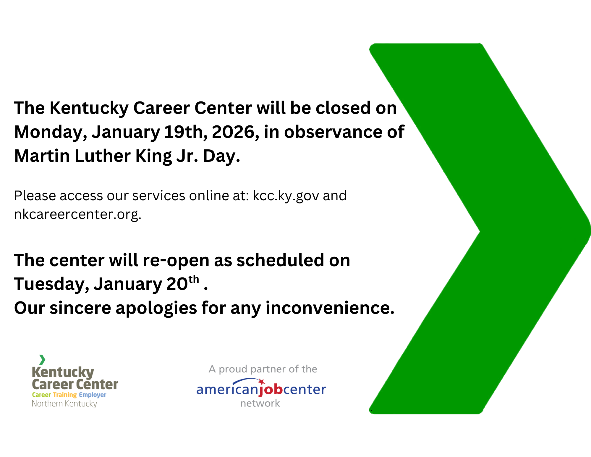Holiday Closure: MLK Day