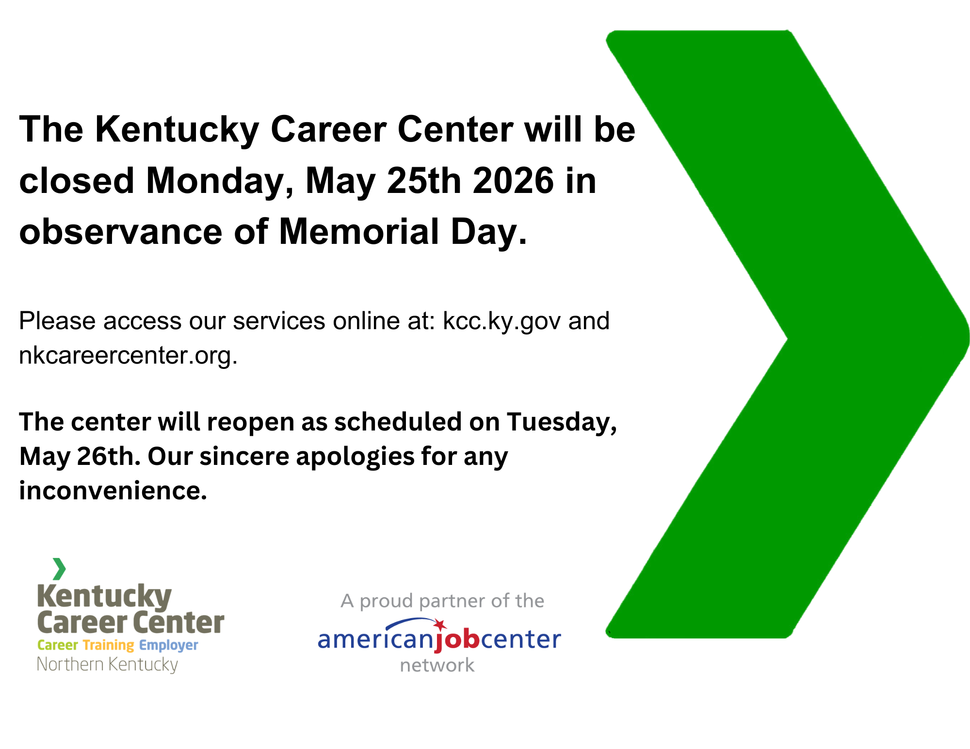 Holiday Closure : Memorial Day