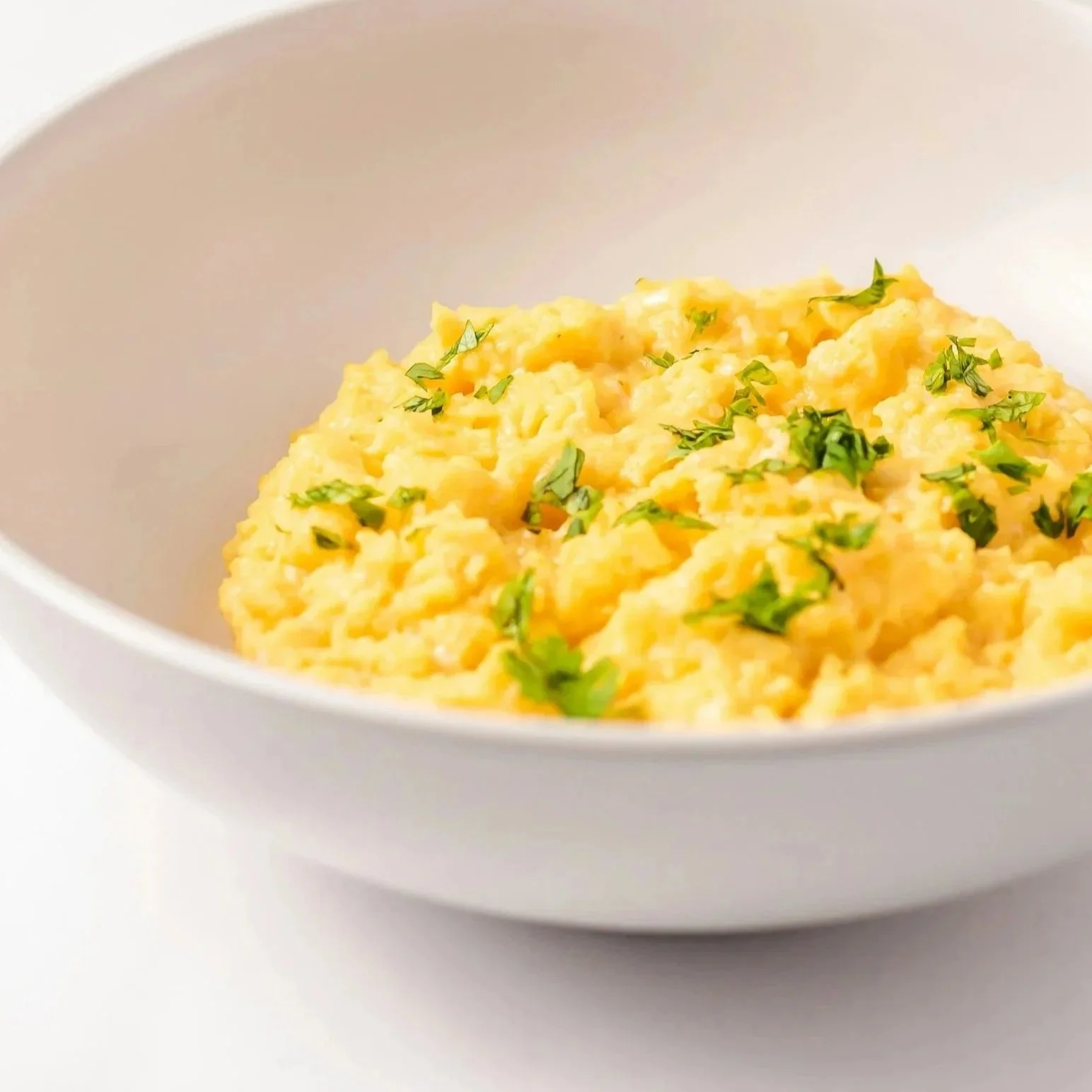 bowl of scrambled eggs