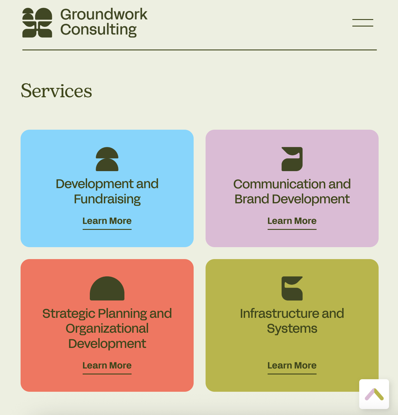 This website is for Groundwork Consulting, designed by a certified B Corp creative agency. Groundwork offers Development and Fundraising, Communication and Brand Development, Strategic Planning, and Organizational Development.