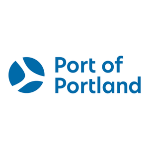 Port of Portland logo with a blue abstract symbol and text