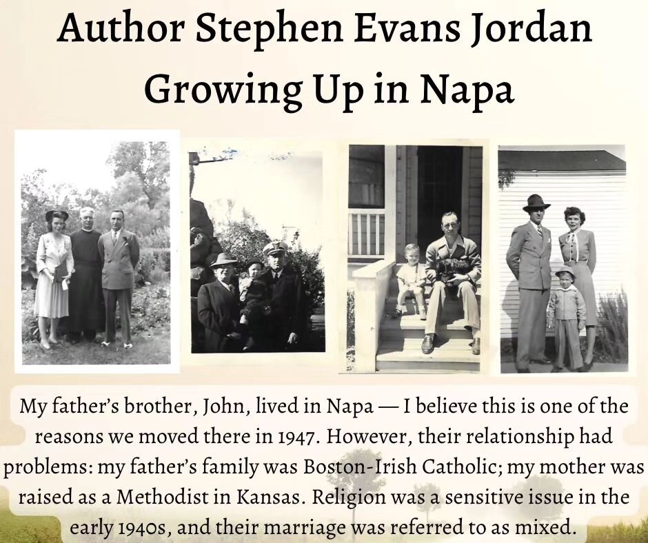 In &ldquo;Growing Up in Napa,&rdquo; Author Stephen Evans Jordan talks about his father&rsquo;s journey and his family&rsquo;s arrival in Napa. 

Read the story at 
https://stephenevansjordan.medium.com/the-jordan-crossing-a-writers-journey-from-napa