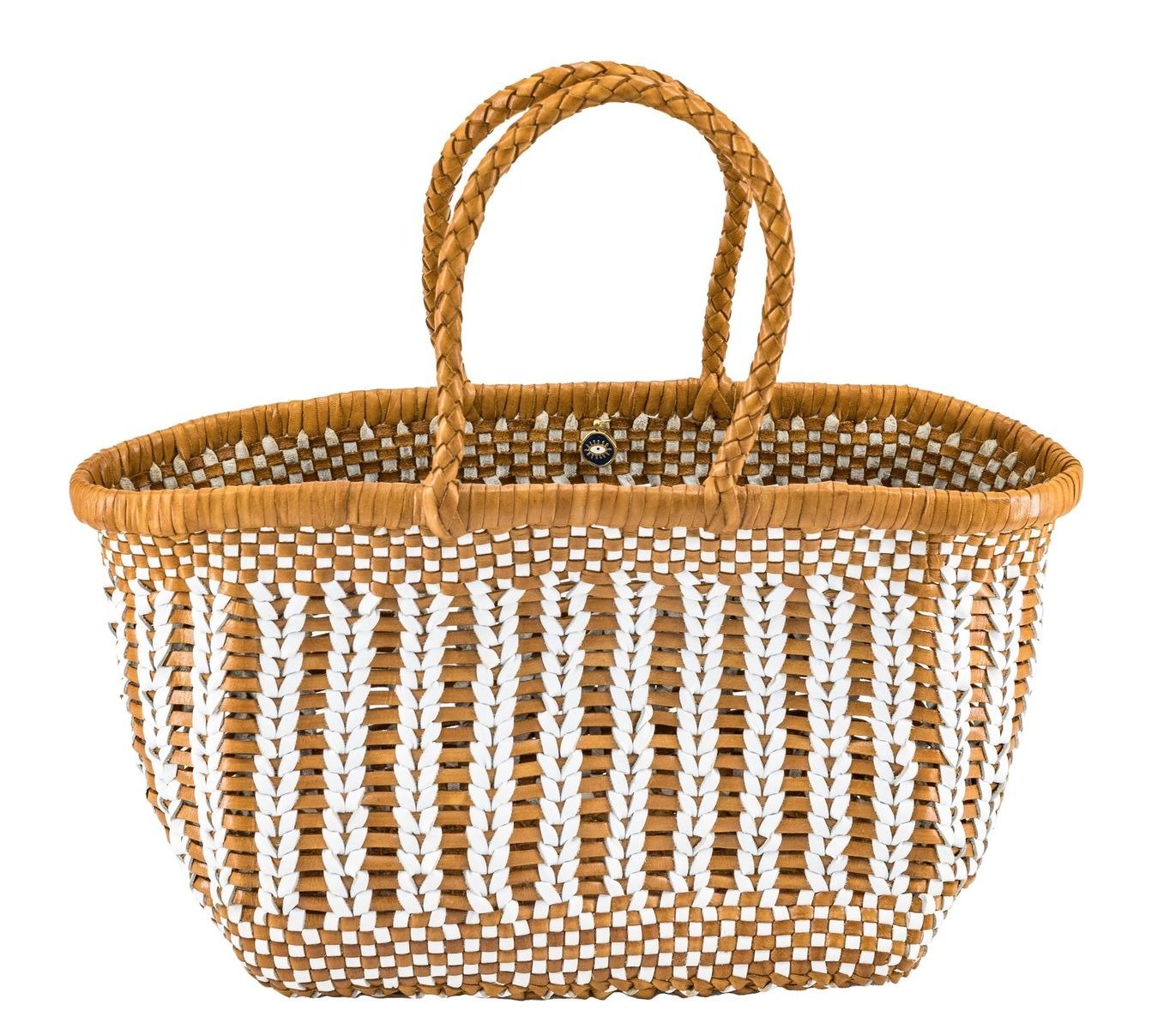 Via Coquina Herringbone Woven Leather Tote