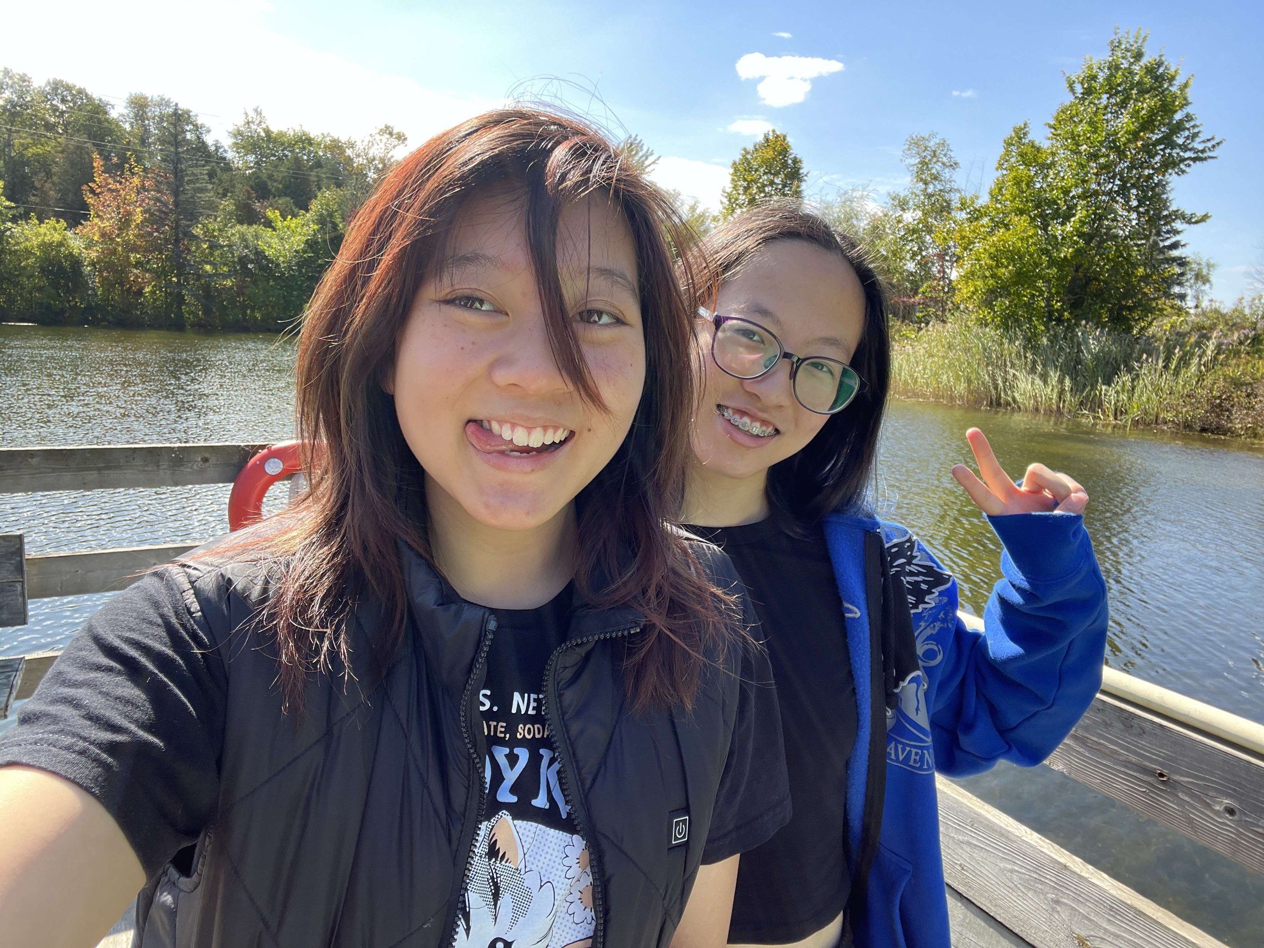 Ambi and Evie!! (She wouldn't let me jump into the pond)