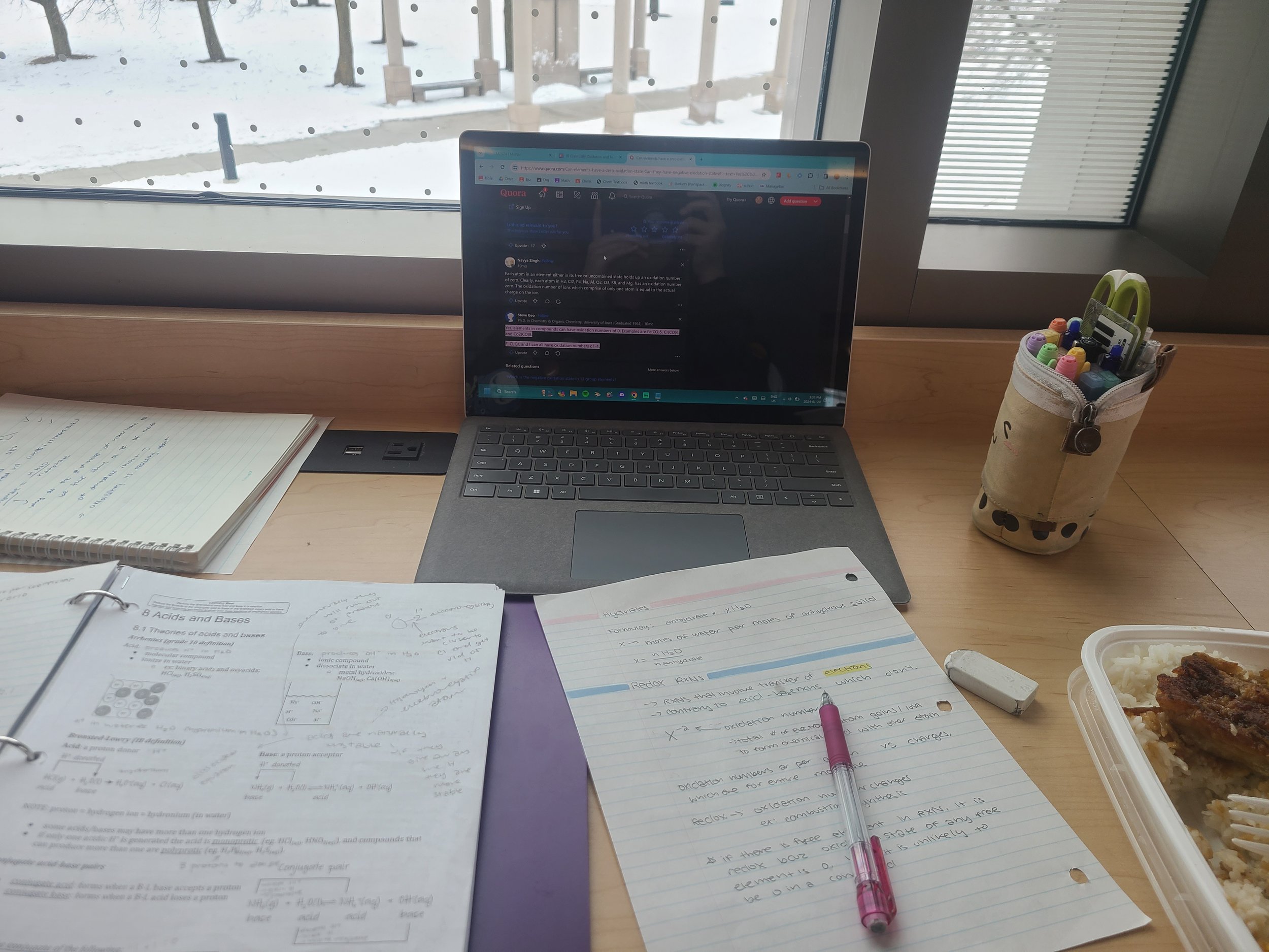 Snowy study session preparing for IB exams 🌨