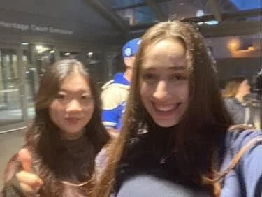 Juliette and I waiting impatiently for the concert to begin!!