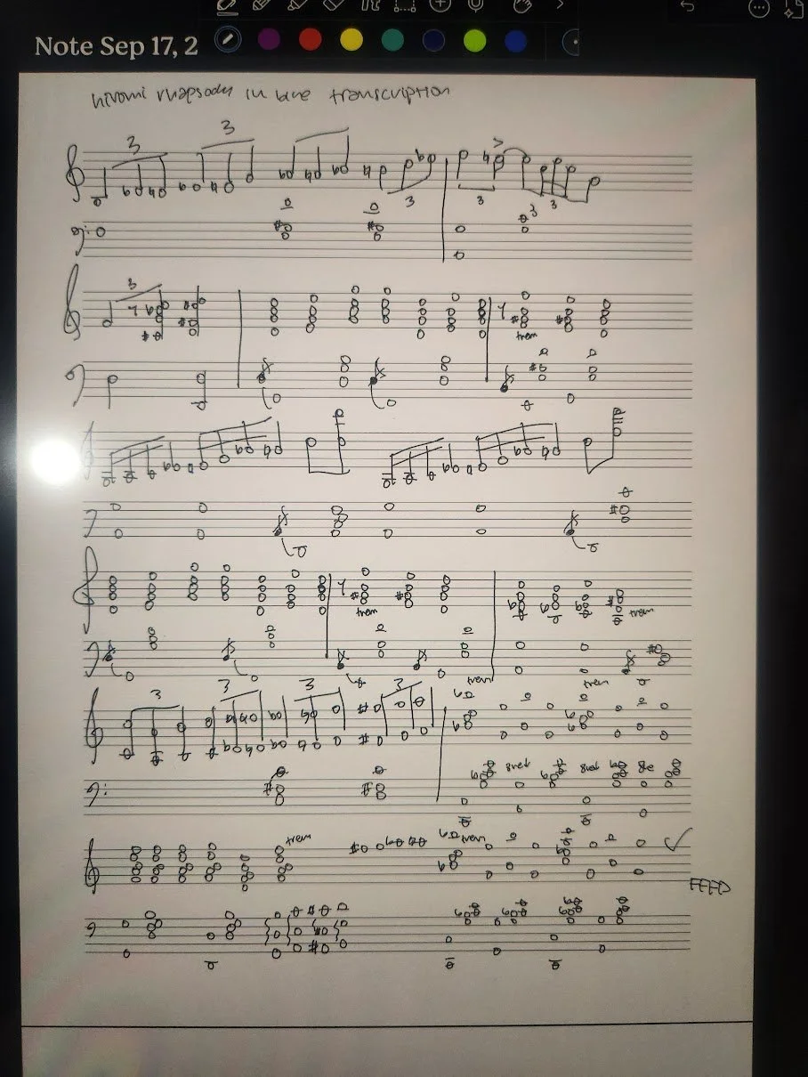 A quick transcription of a snippet of Hiromi's Rhapsody in shades of Blue  🎼🎶