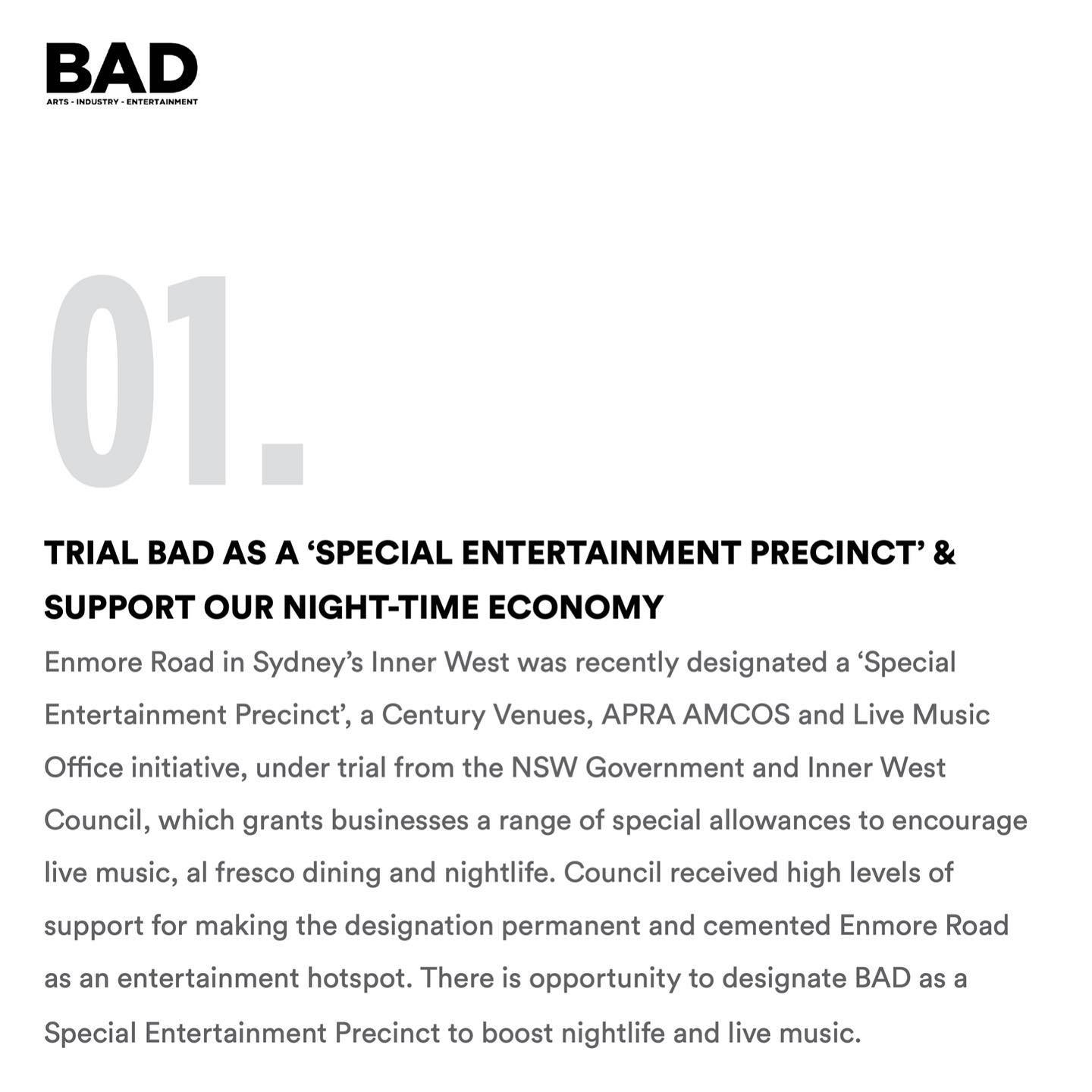 In February 2023 BAD published 10 IDEAS in its Response Submission to the NB Council Brookvale Structure Plan 

Number 1 recommendation was to TRIAL BAD AS A SPECIAL ENTERTAINMENT PRECINCT

So we&rsquo;ve been celebrating the initiative of Mayor Sue 