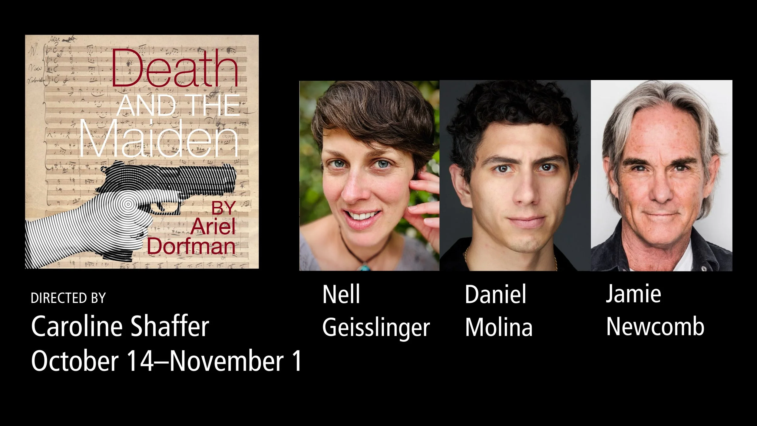 DEATH AND THE MAIDEN at Rogue Theater Company at Grizzly Peak Winery. With Nell Geisslinger, Daniel Molina and Jamie Newcomb.