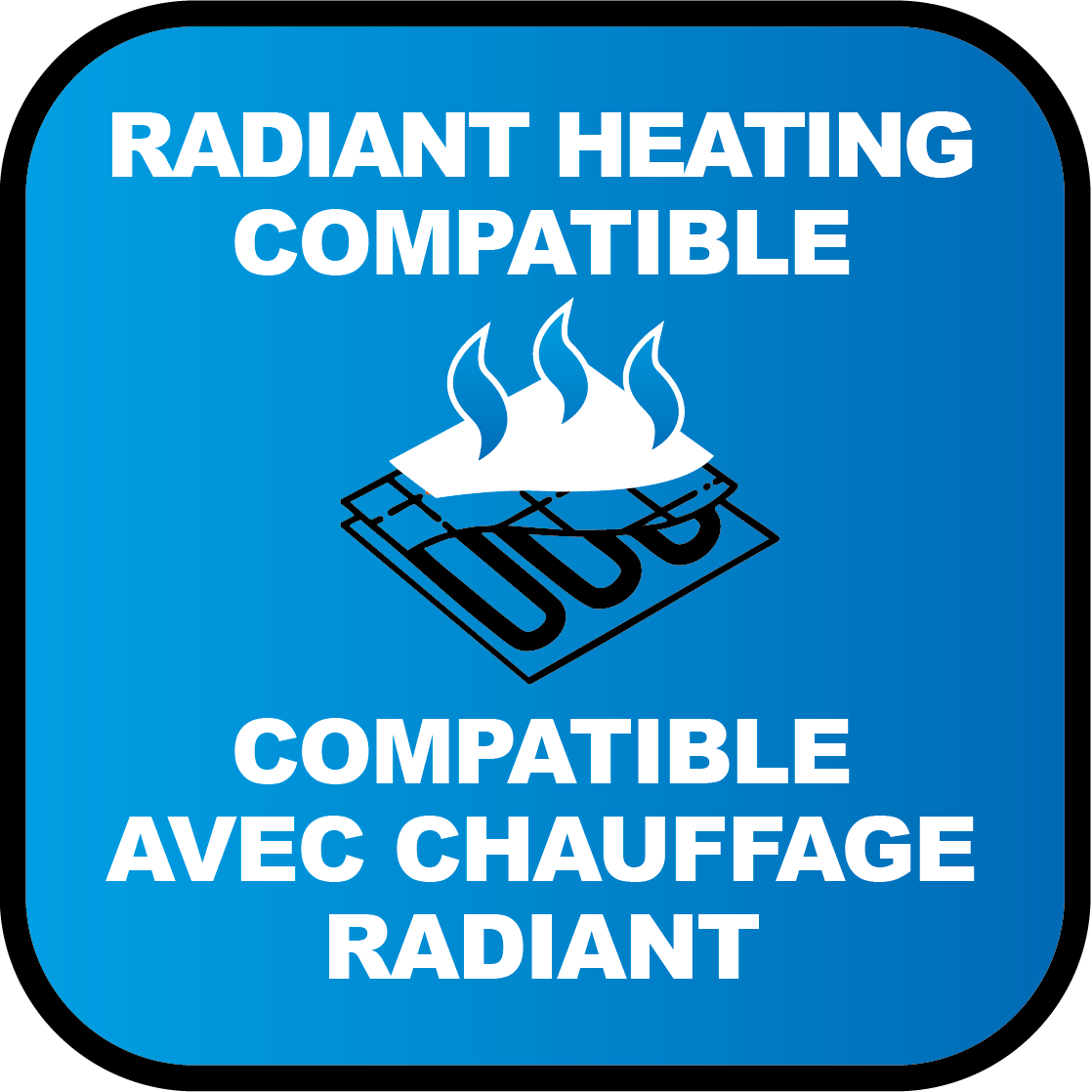 Installs over water based radiant heating systems