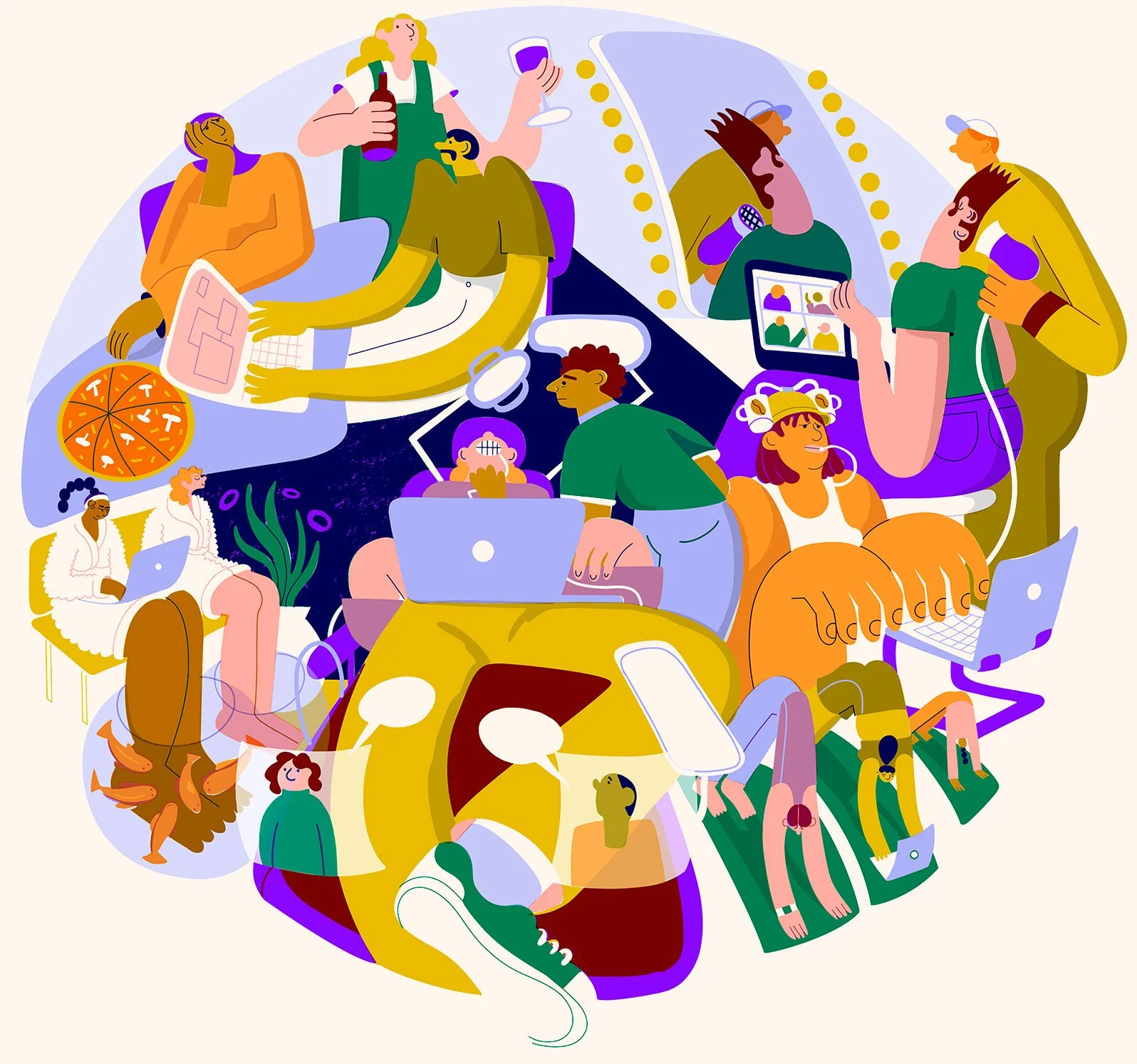 Editorial illustration for The University of Chicago: Illustrating the university's  campus life