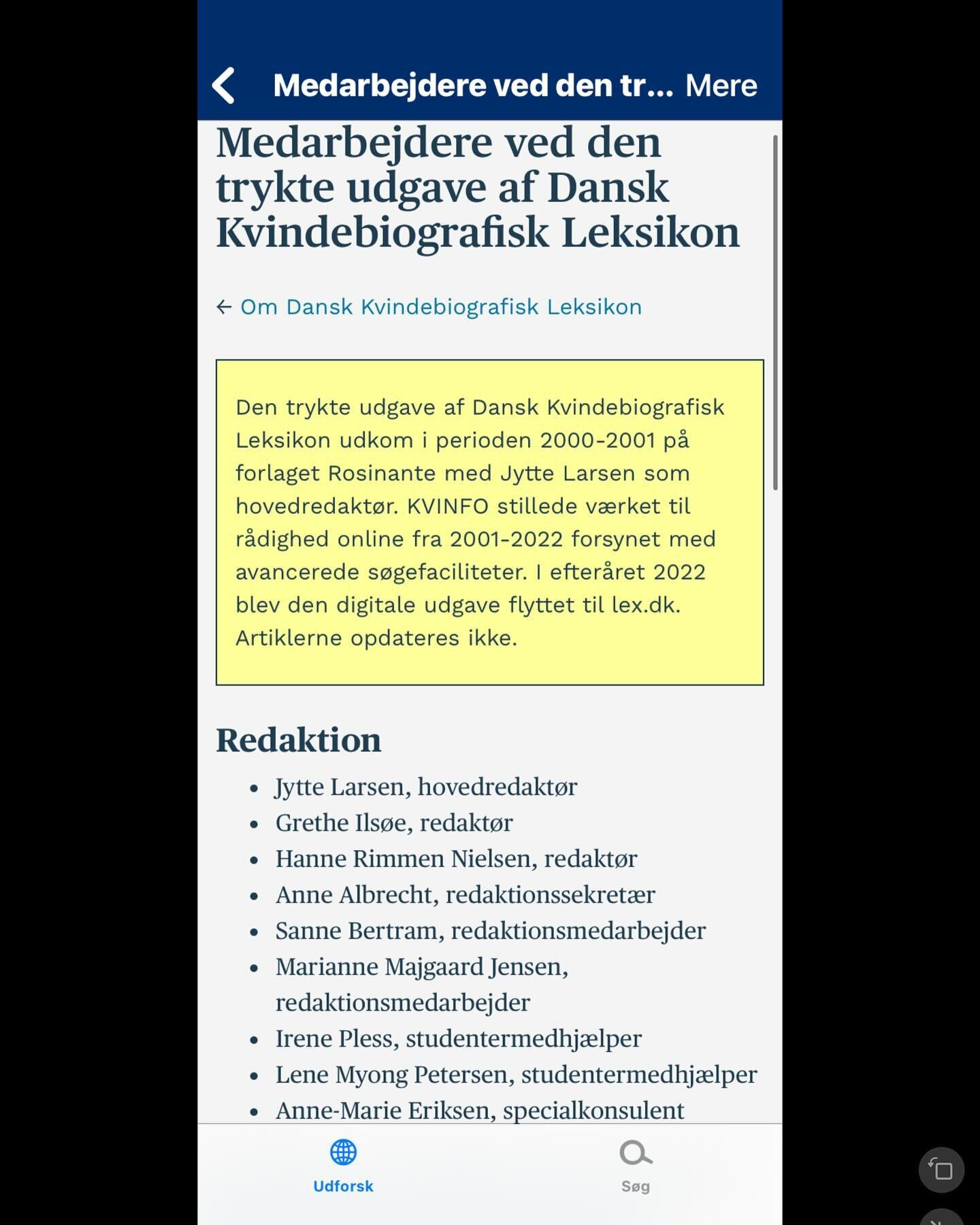 I dagens anledning f&aring;r I (igen) en varm anbefaling af Dansk Kvindebiografisk Leksikon. Det f&oslash;rste, jeg g&oslash;r, n&aring;r der skal researches p&aring; en kvinde til en produktion, er at sl&aring; op i leksikonet.* For at citere lex.dk