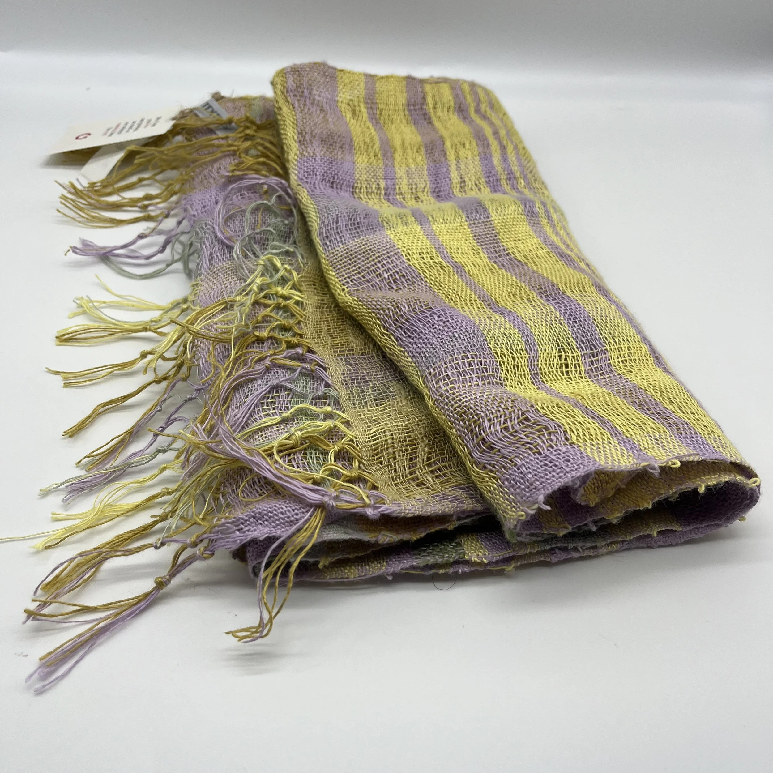 Louis's Long Green/lilac/yellow Linen Scarf