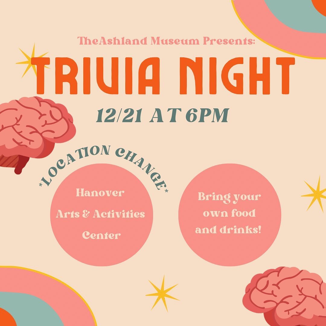 🧠 We hope to see you at Trivia night this Thursday! Please note the location change to the Hanover Arts &amp; Activities Center indoors. Bring your own food and drink!! ‼️alcohol will be permitted on the premise BYOB ‼️check out our website for more