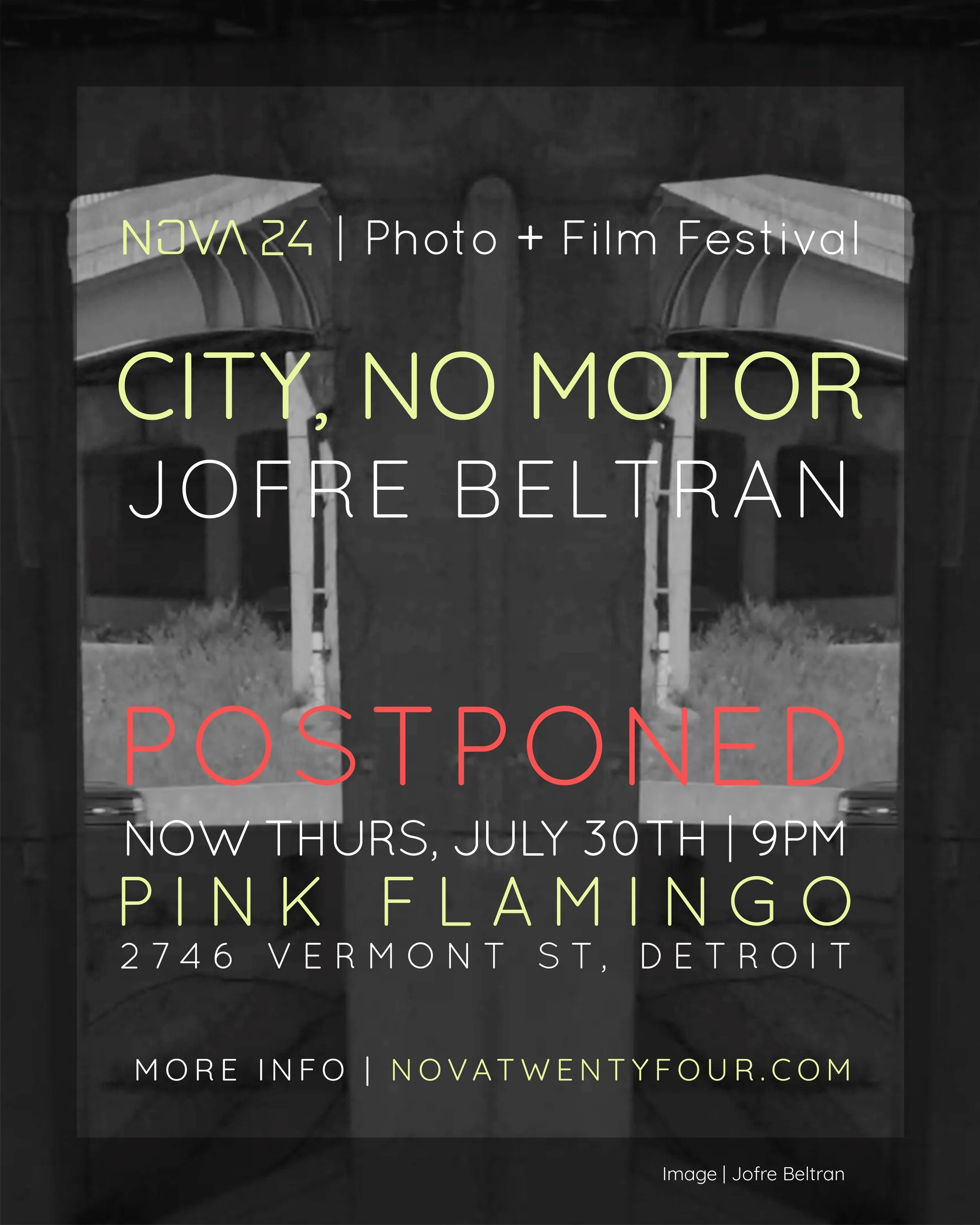 POSTPONED! City, No Motor Screening @ Pink Flamingo