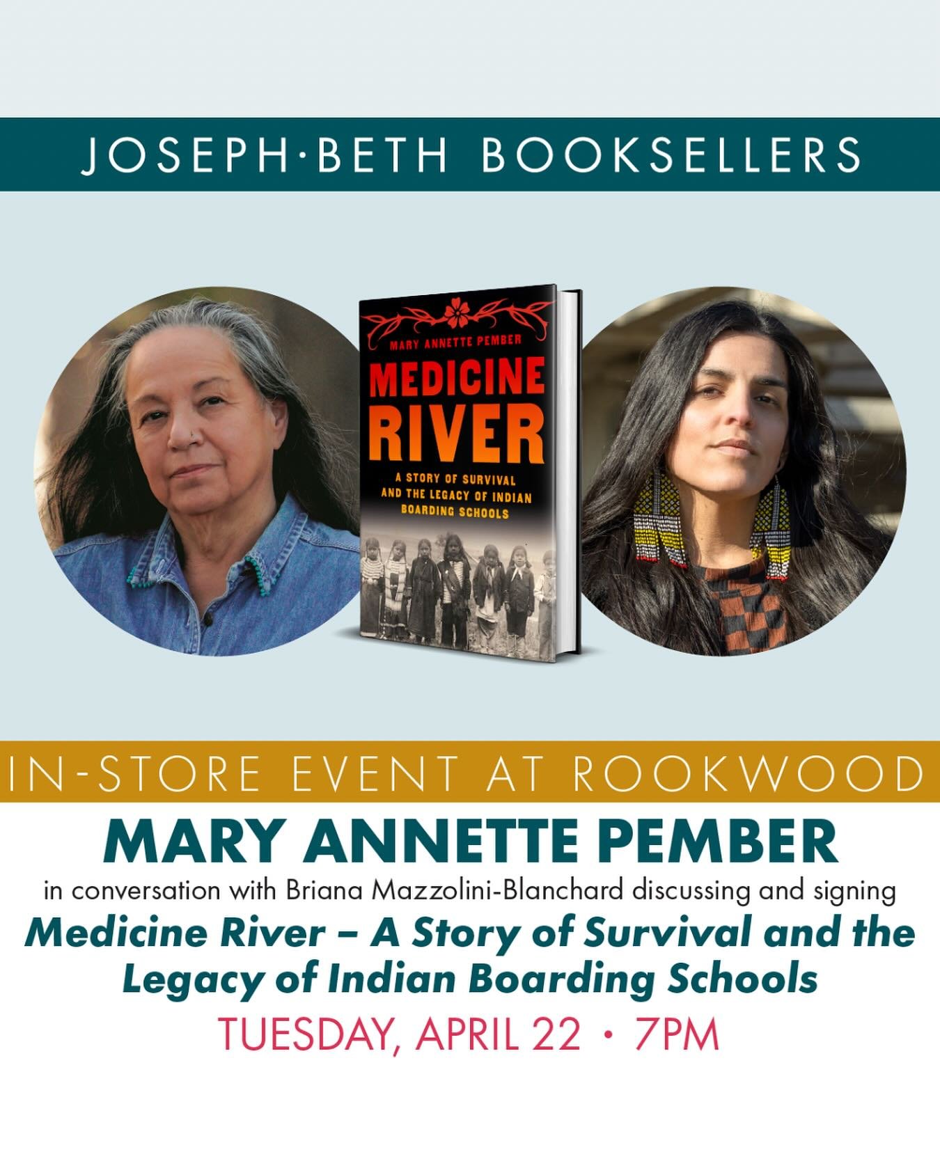 Join us with Mary Annette Pember, in conversation with our Executive Director  Briana Mazzolini-Blanchard, discussing and signing Medicine River &ndash; A Story of Survival and the Legacy of Indian Boarding Schools, a sweeping and trenchant explorati