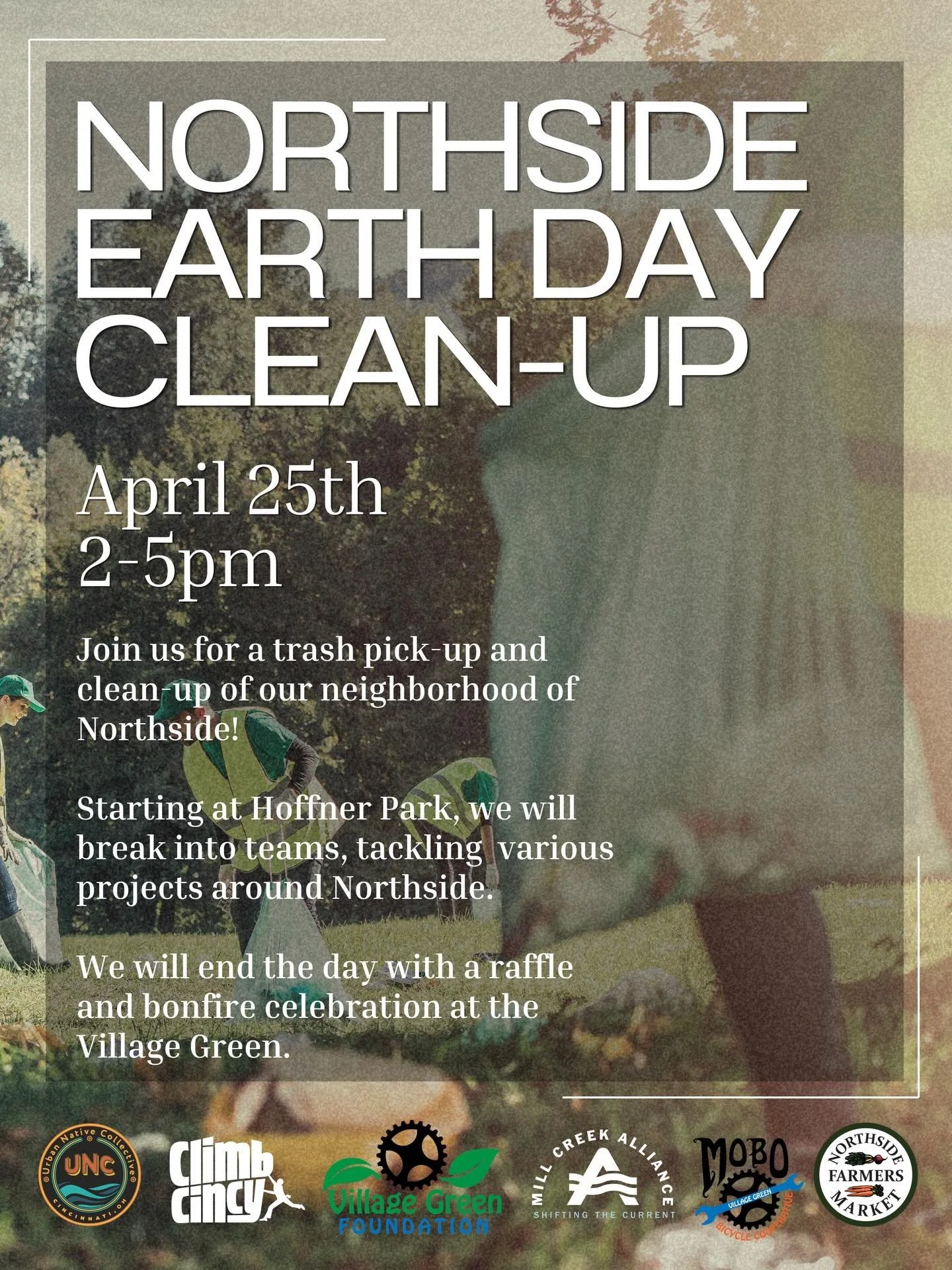 Join Urban Native Collective, Climb Cincy, Mill Creek Alliance, Village Green Foundation, MoBo Bicycle Co-op, and Northside Farmer&rsquo;s Market for an Earth Day Neighborhood Clean-Up! 🧹 🚮 

Starting at Hoffner Park, we will break into teams and t