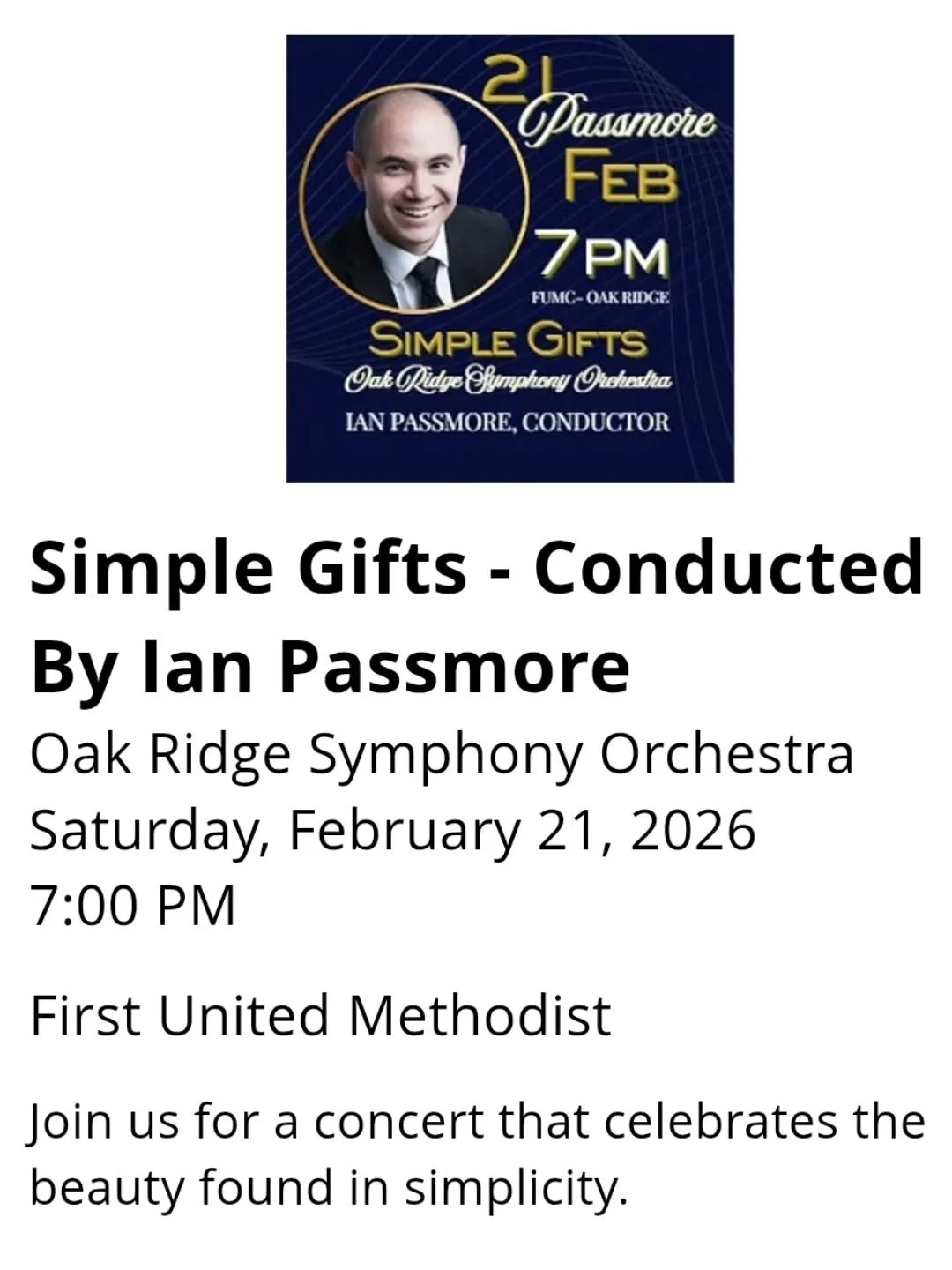 Looking forward to being back with the Oak Ridge Symphony in February! 😊 

Program is... 
- Schubert, Symphony No. 5
- Price, Adoration 
- Copland, Appalachian Spring 

@oakridgemusic

#dogdadmaestro #conductor #conductorlife #classicalmusic #sympho