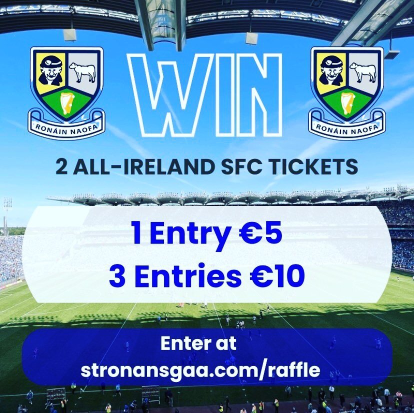 Some great tickets to be won while supporting our lads and our local club - go to https://stronansgaa.com/raffle/  #stronansgaa #arigna #arignacommunity