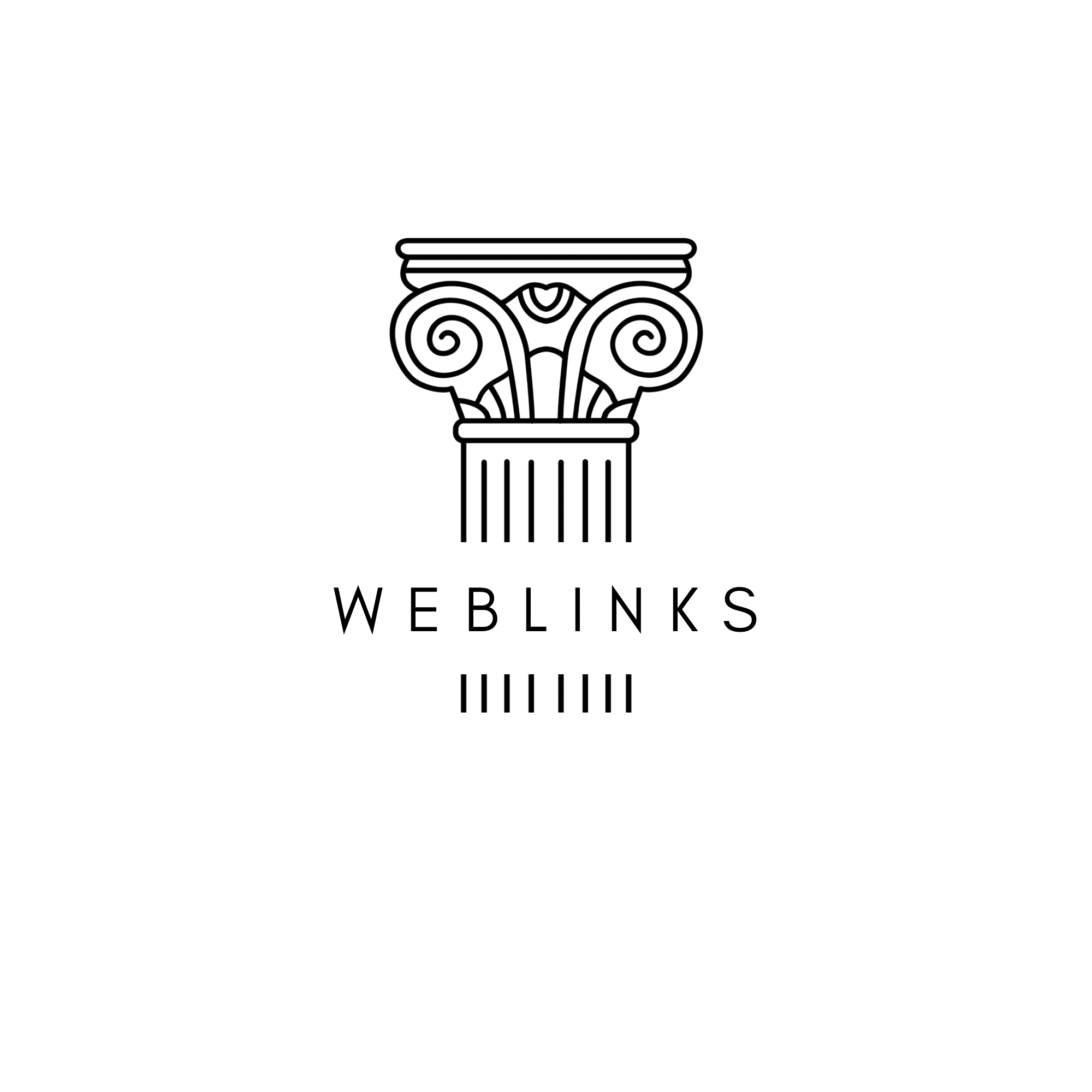Black and white outline of an Ionic column with the word 'WEBLINKS' below it.